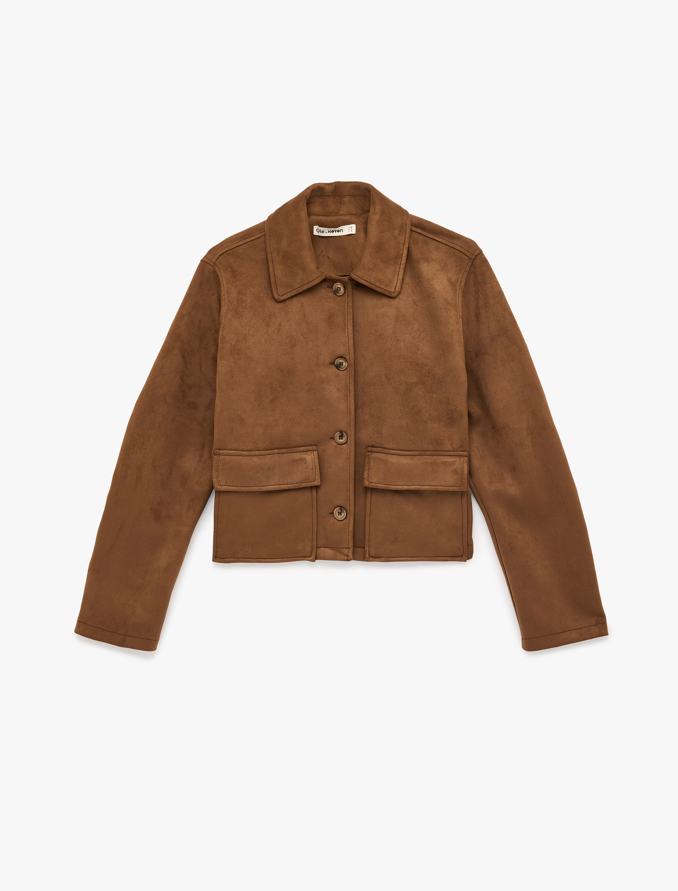   Regular Fit Cepli Uzun Kollu Suni Süet Ceket