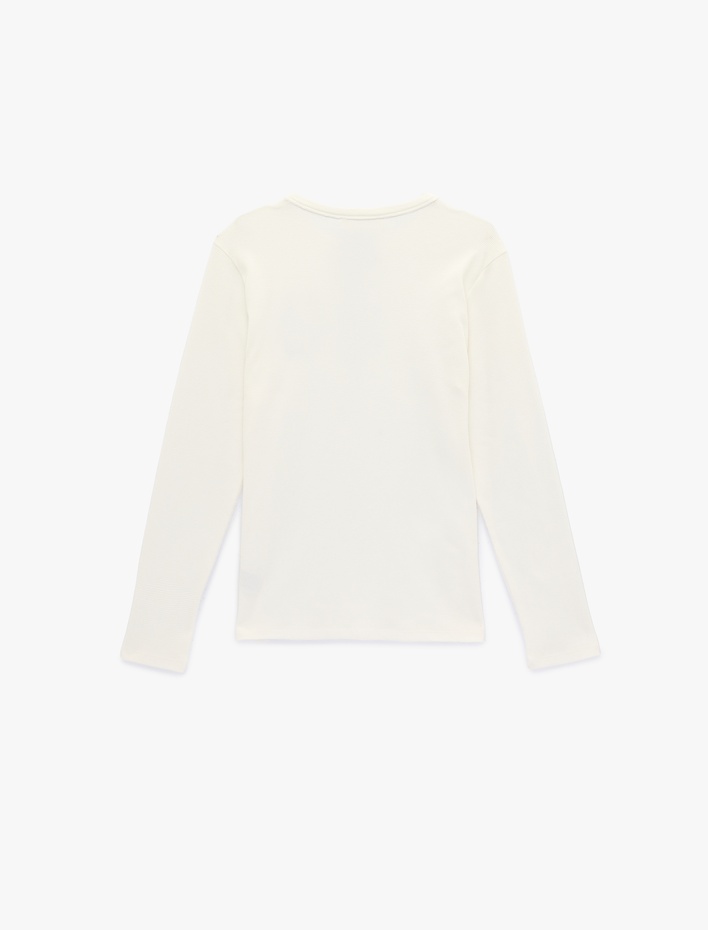  Pamuklu Uzun Kollu Bisiklet Yaka Geyik İşleme Detaylı Örme Pijama Üstü