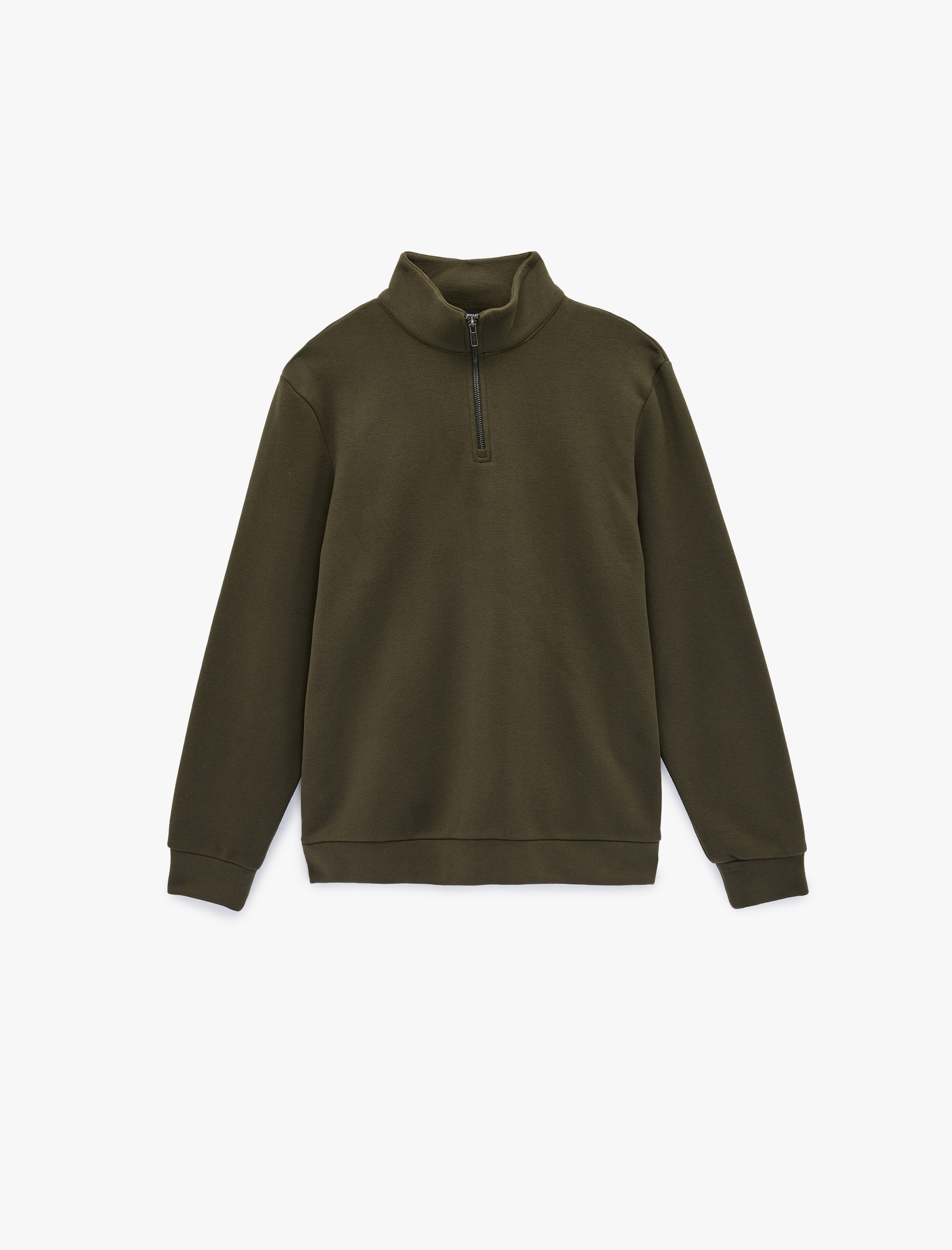   Regular Fit Uzun Kollu Basic Yarım Fermuarlı Sweatshirt