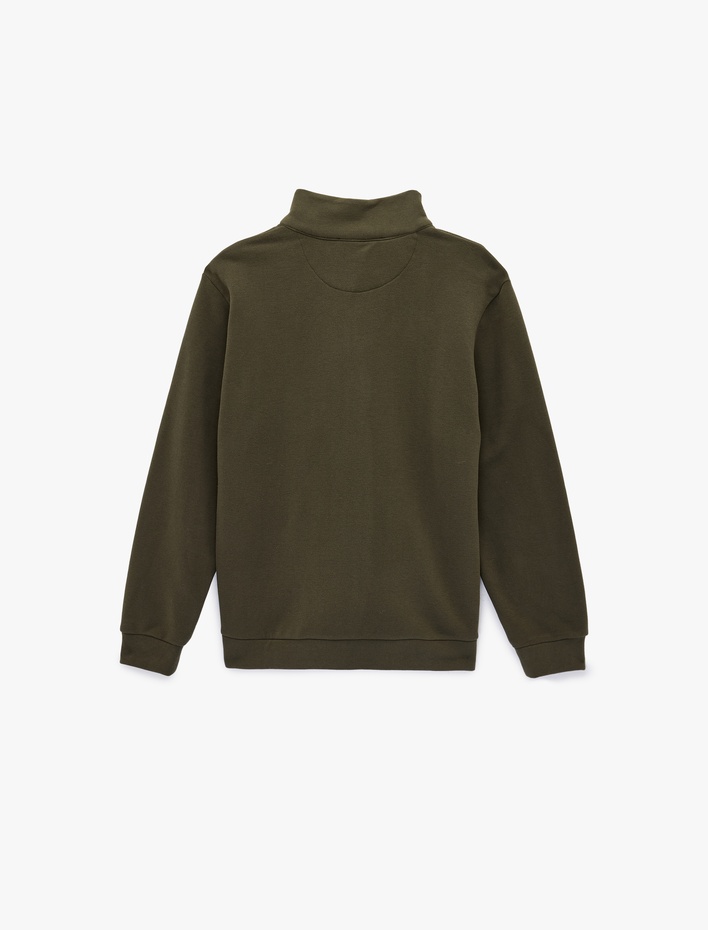  Regular Fit Uzun Kollu Basic Yarım Fermuarlı Sweatshirt