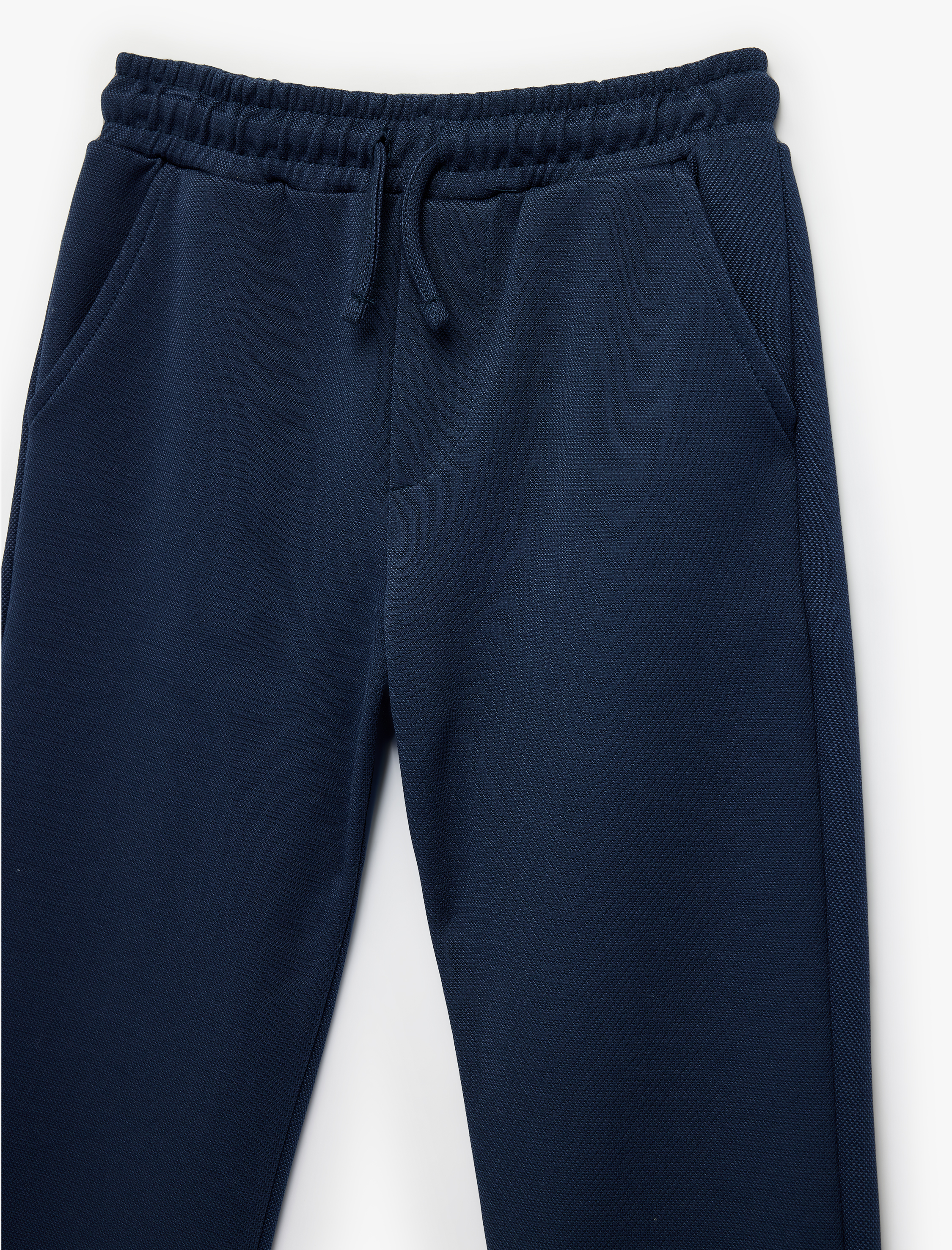  Erkek Çocuk Pike Kumaş Beli Lastikli Bağlamalı Duble Paça Cepli Eşofman Altı