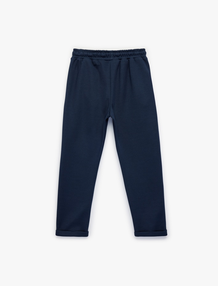 Erkek Çocuk Pike Kumaş Beli Lastikli Bağlamalı Duble Paça Cepli Eşofman Altı