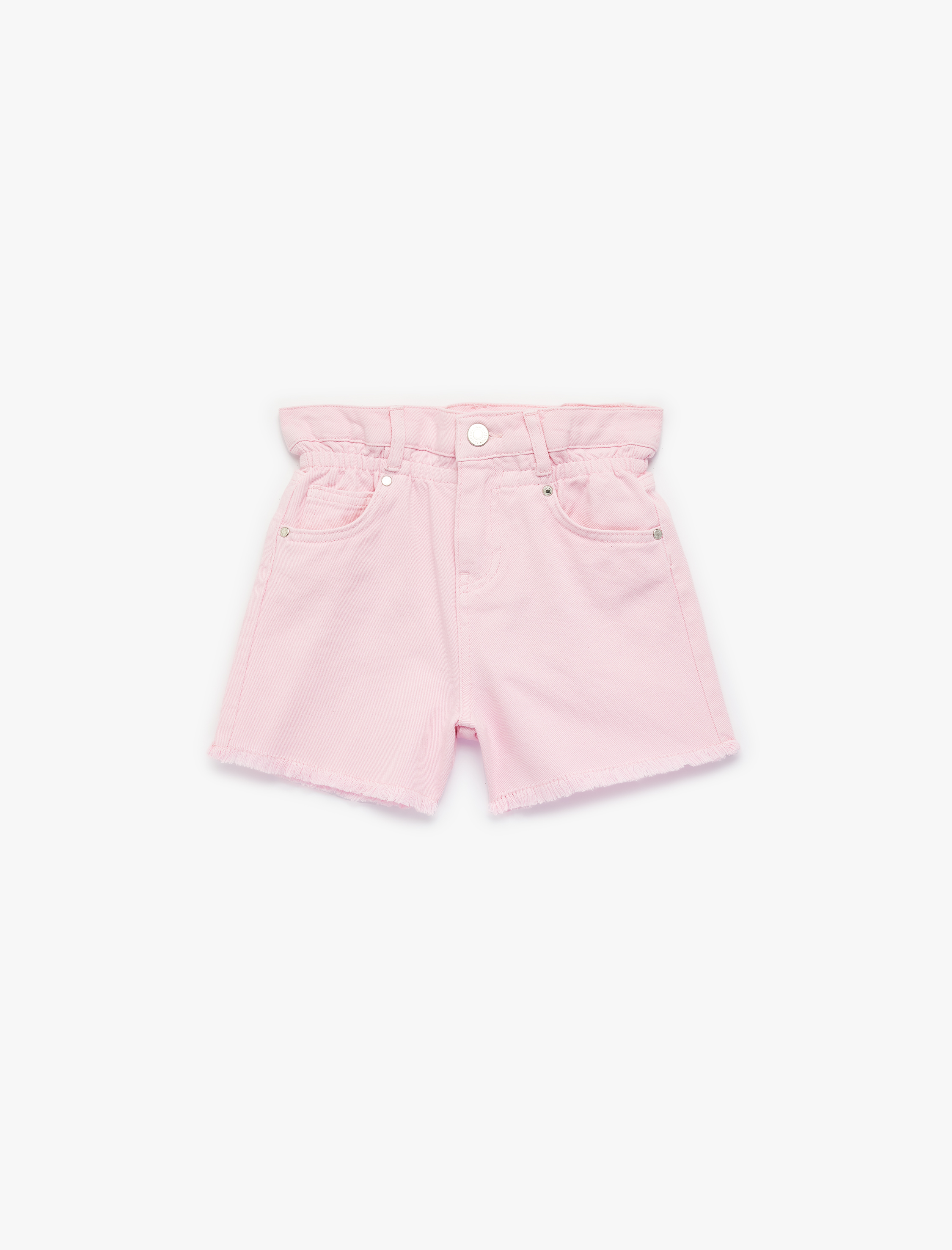  Kız Çocuk Pamuklu Cepli Yüksek Bel Denim Şort