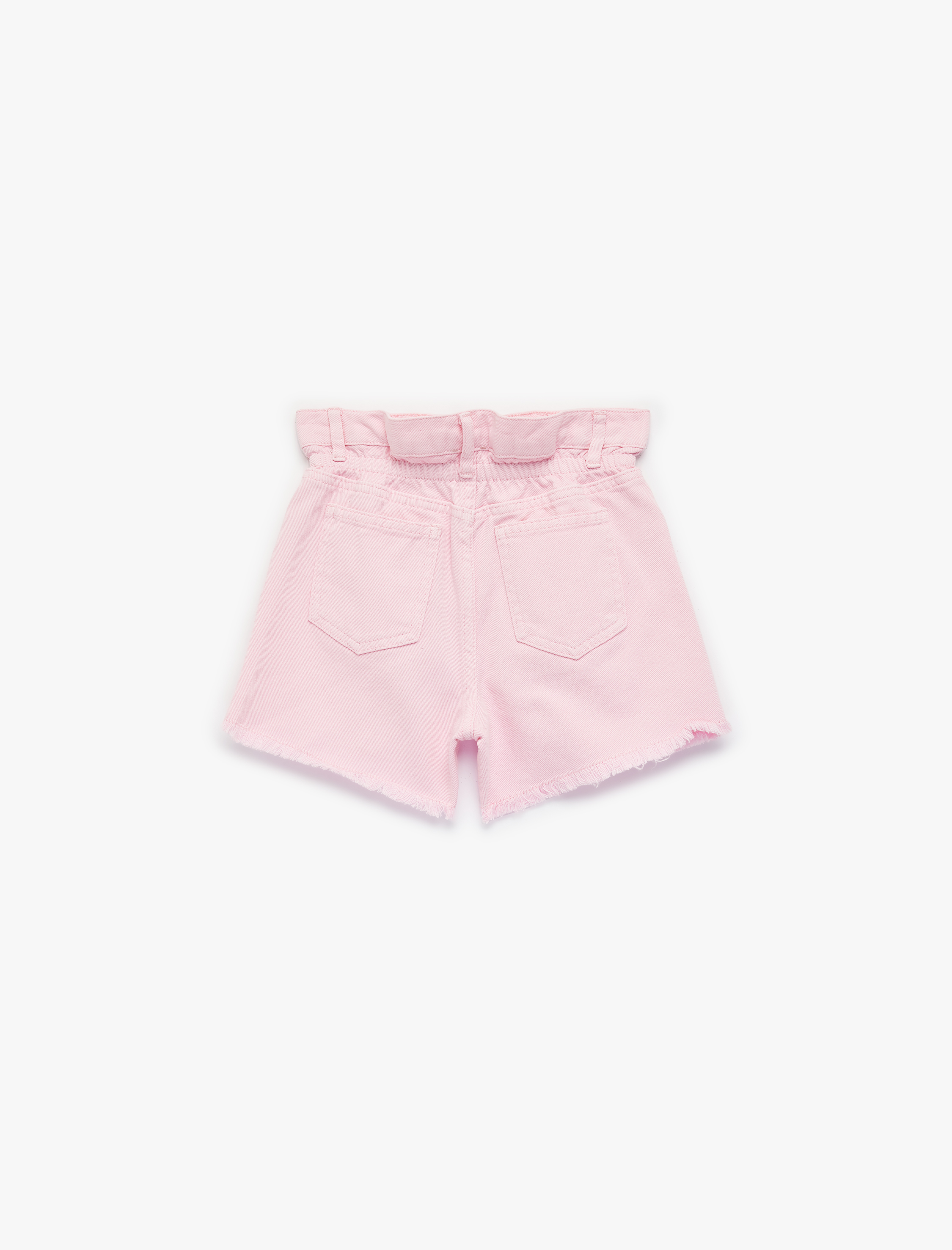  Kız Çocuk Pamuklu Cepli Yüksek Bel Denim Şort