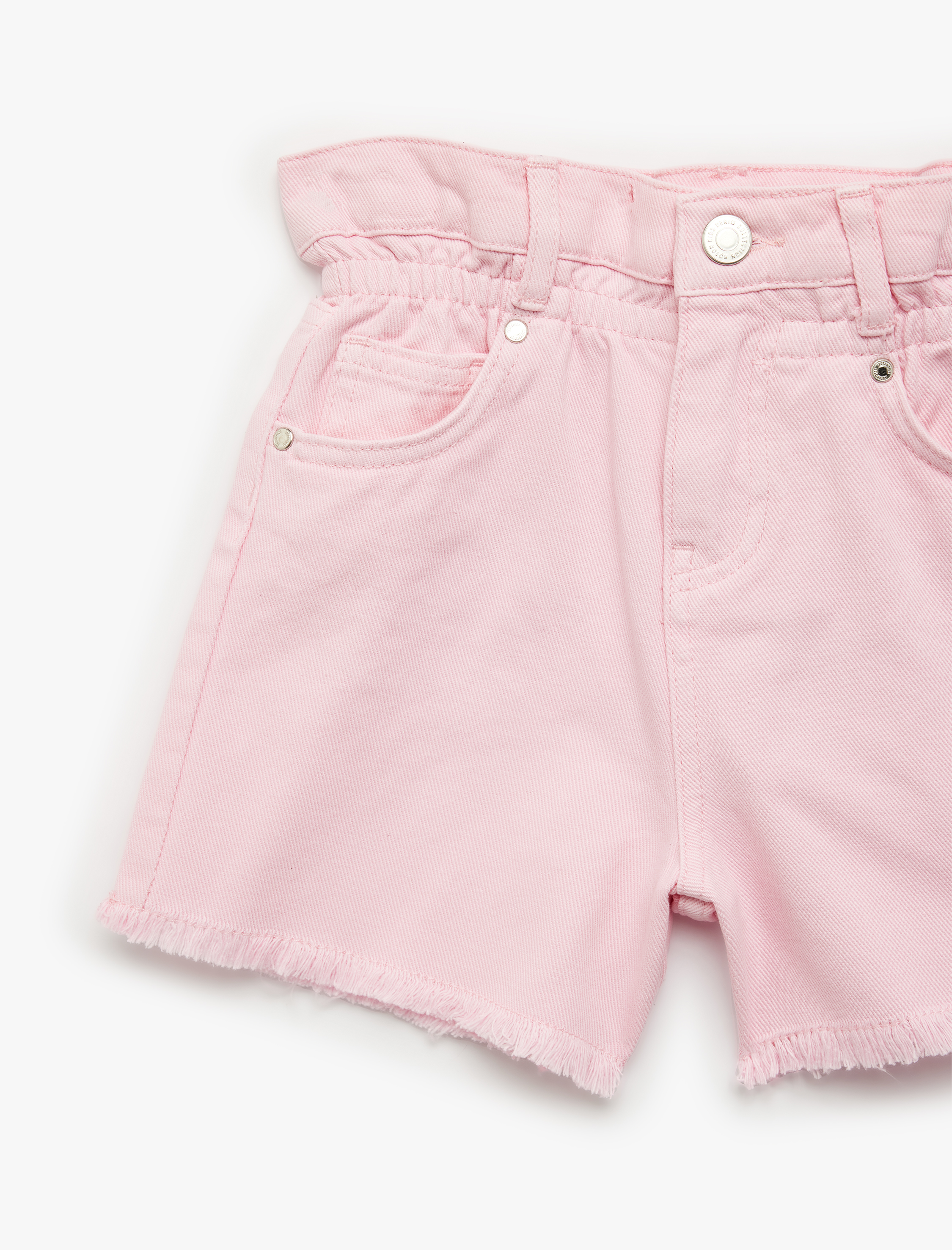  Kız Çocuk Pamuklu Cepli Yüksek Bel Denim Şort