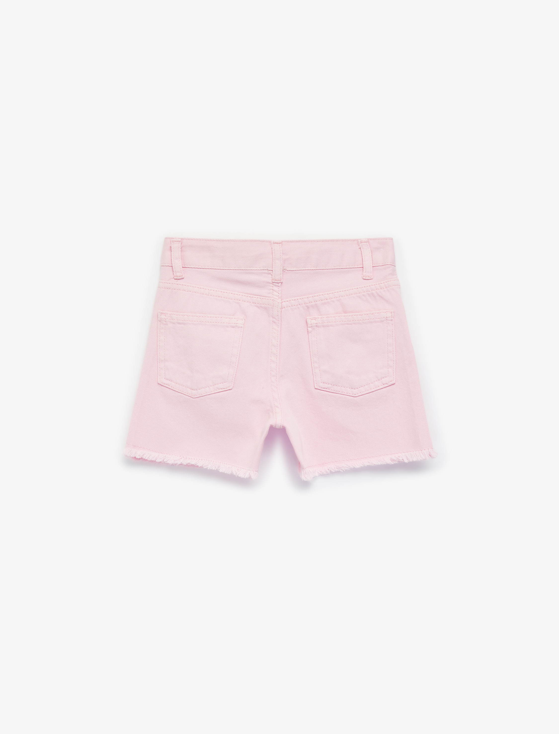  Kız Çocuk Pamuklu Cepli Düz Kesim Jean Şort