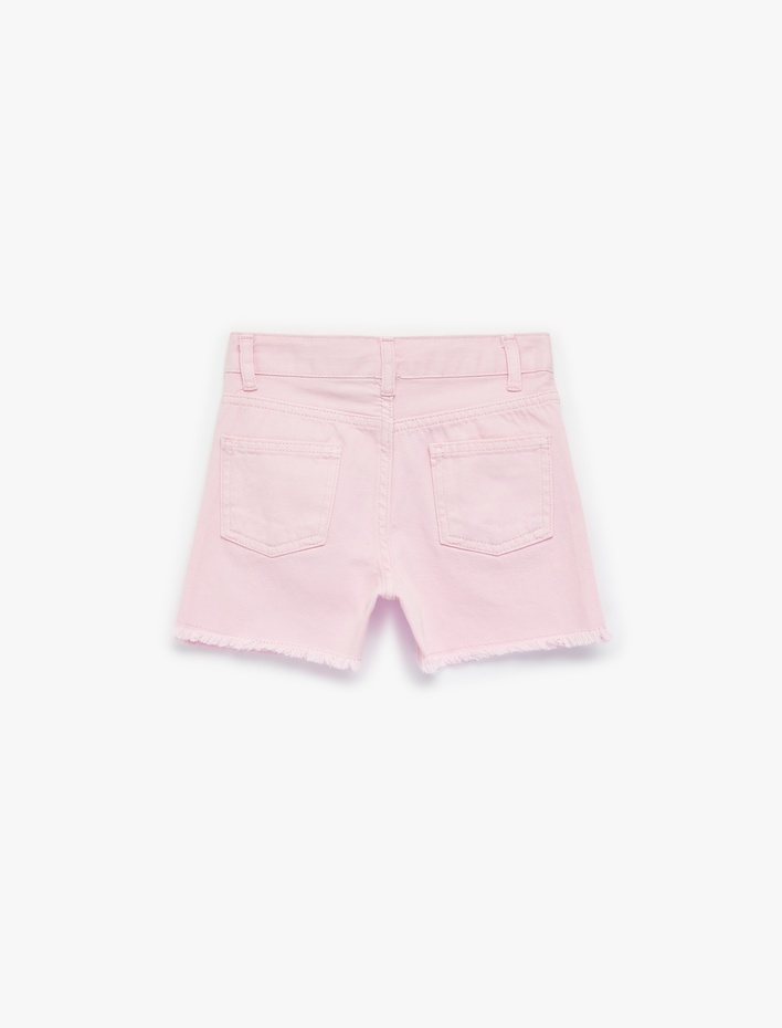 Kız Çocuk Pamuklu Cepli Düz Kesim Jean Şort