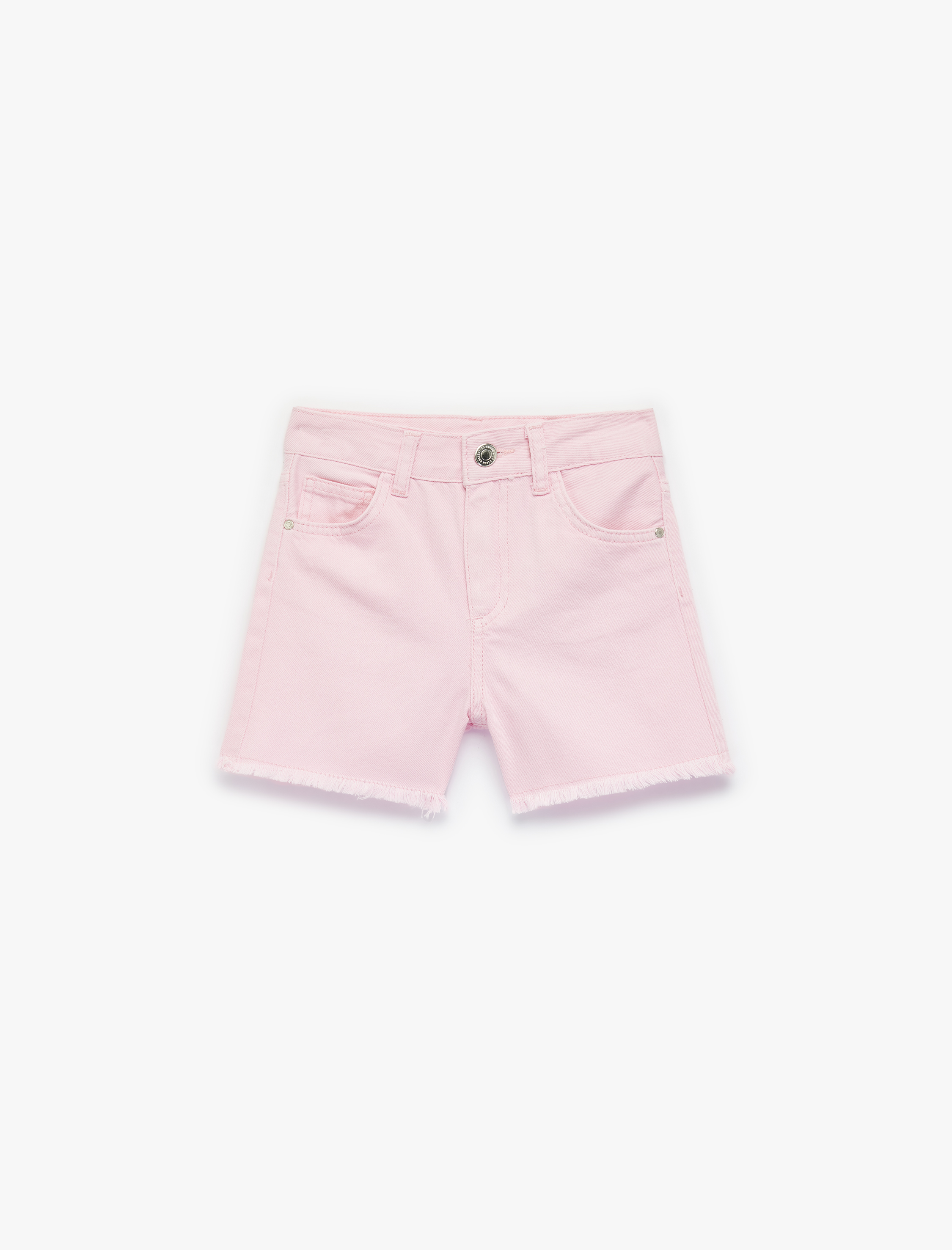  Kız Çocuk Pamuklu Cepli Düz Kesim Jean Şort