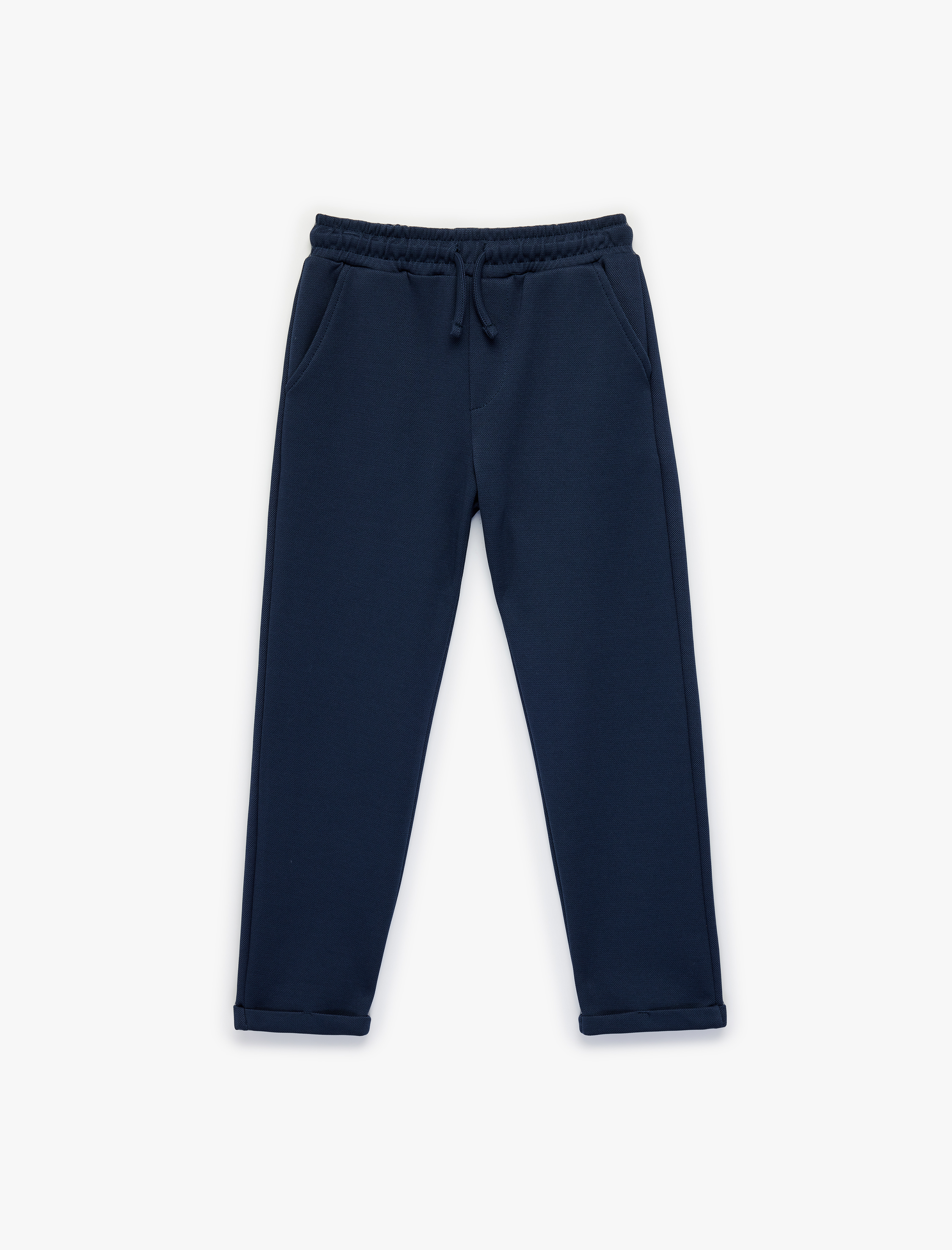  Erkek Çocuk Pike Kumaş Beli Lastikli Bağlamalı Duble Paça Cepli Eşofman Altı