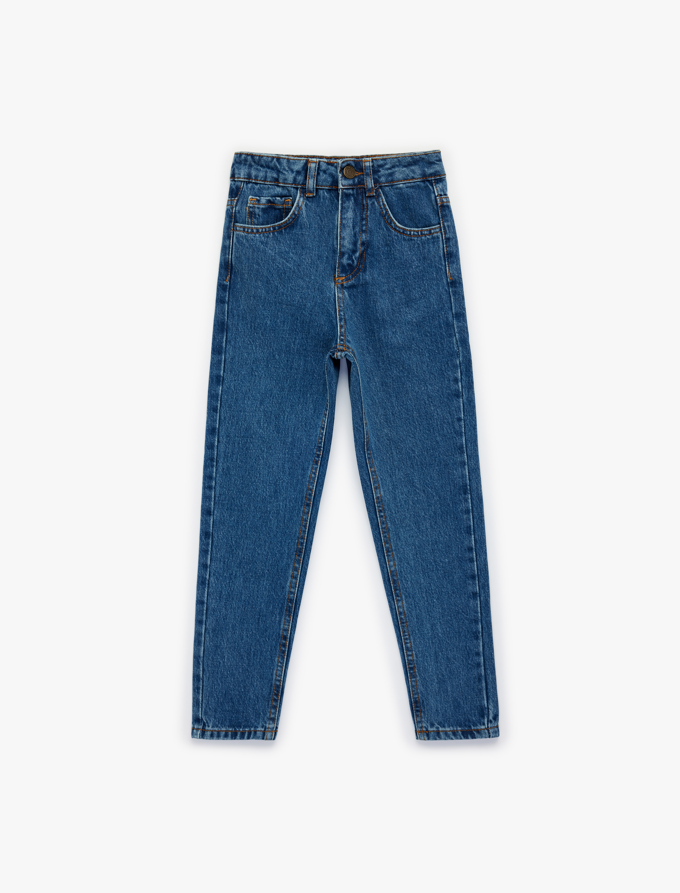  Erkek Çocuk Pamuklu Beli Ayarlanabilir Lastikli Jean Pantolon