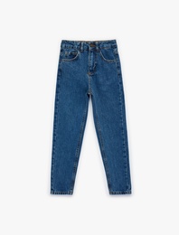 Pamuklu Beli Ayarlanabilir Lastikli Jean Pantolon