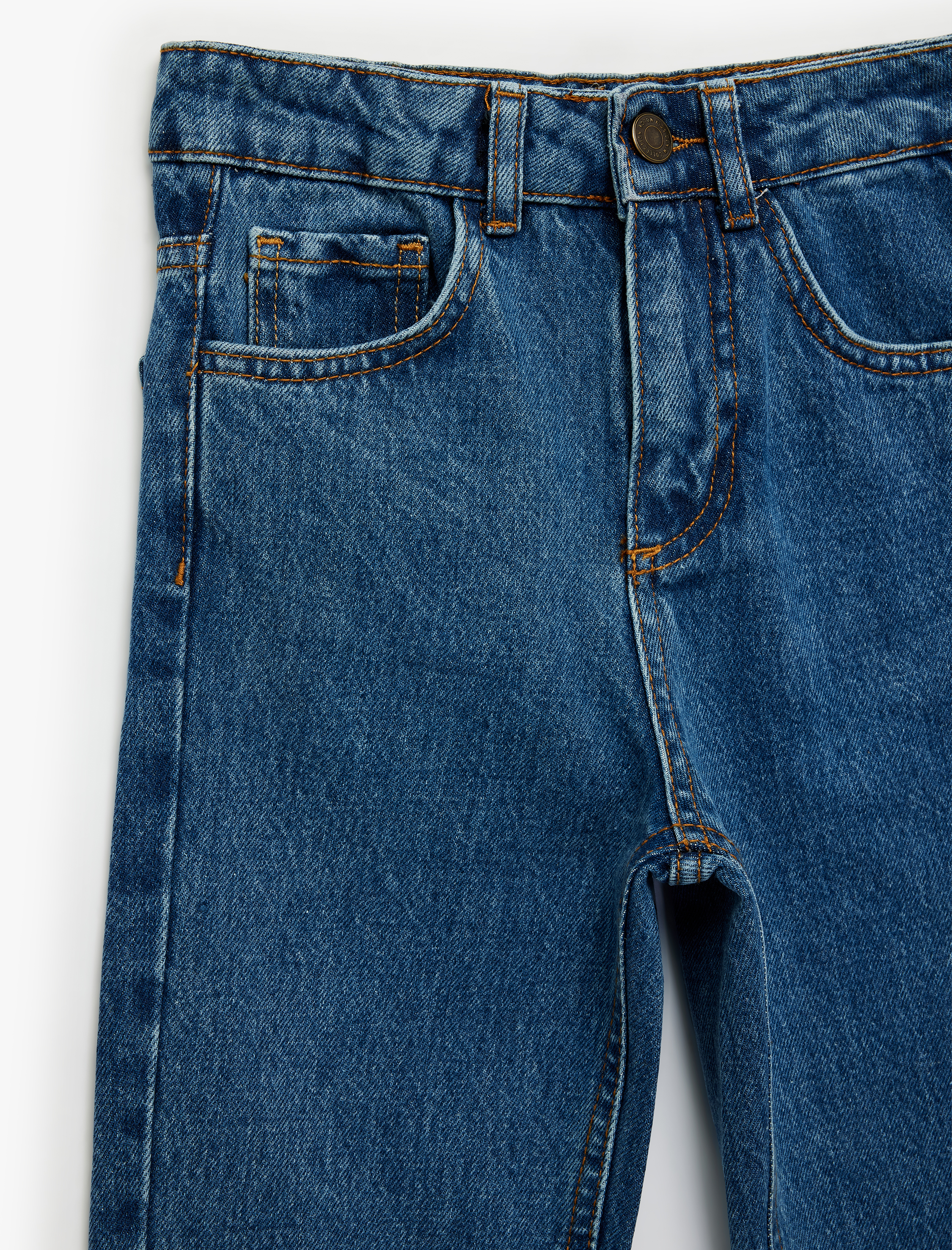  Erkek Çocuk Pamuklu Beli Ayarlanabilir Lastikli Jean Pantolon