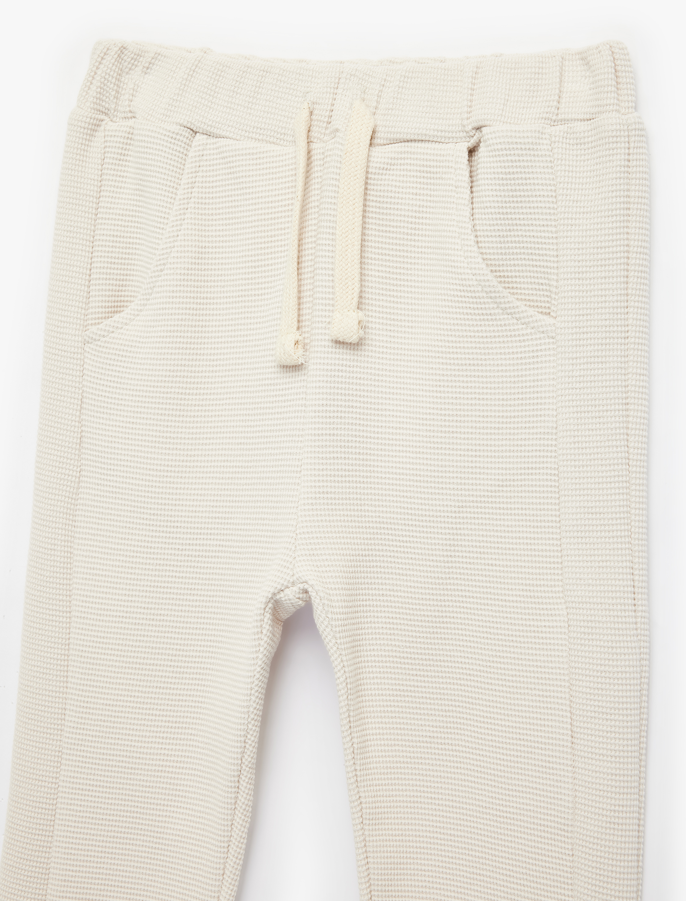  Erkek Bebek Waffle Kumaş Pamuklu Beli Bağlamalı Lastikli Paça Jogger Eşofman Altı