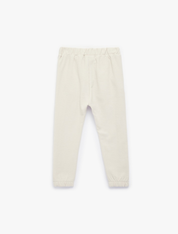 Erkek Bebek Waffle Kumaş Pamuklu Beli Bağlamalı Lastikli Paça Jogger Eşofman Altı