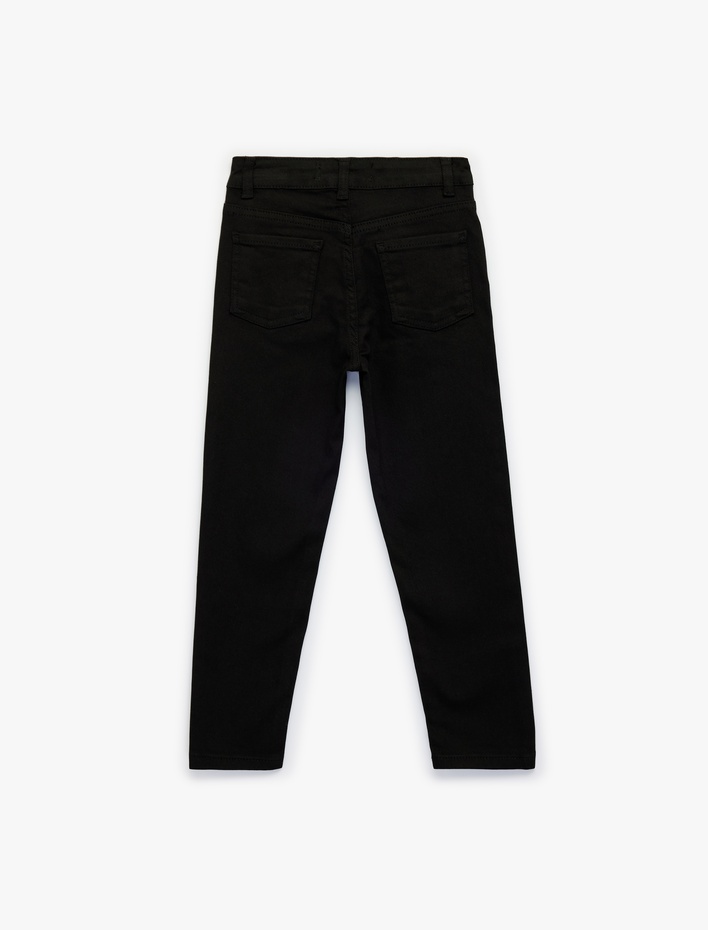 Erkek Çocuk Pamuklu Beli Ayarlanabilir Lastikli Jean Pantolon