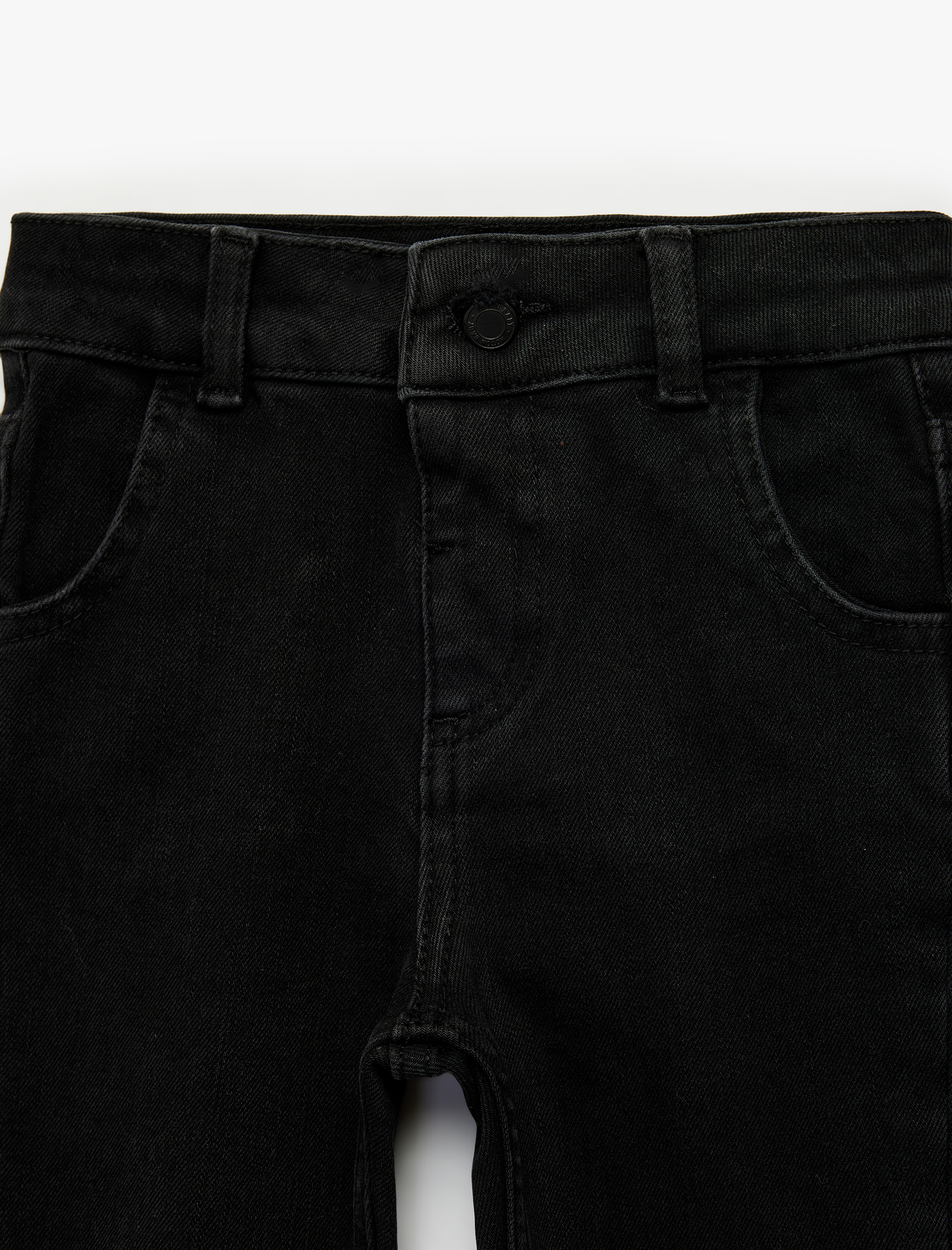  Erkek Bebek Pamuklu Düğmeli Normal Bel Cepli Jean Pantolon