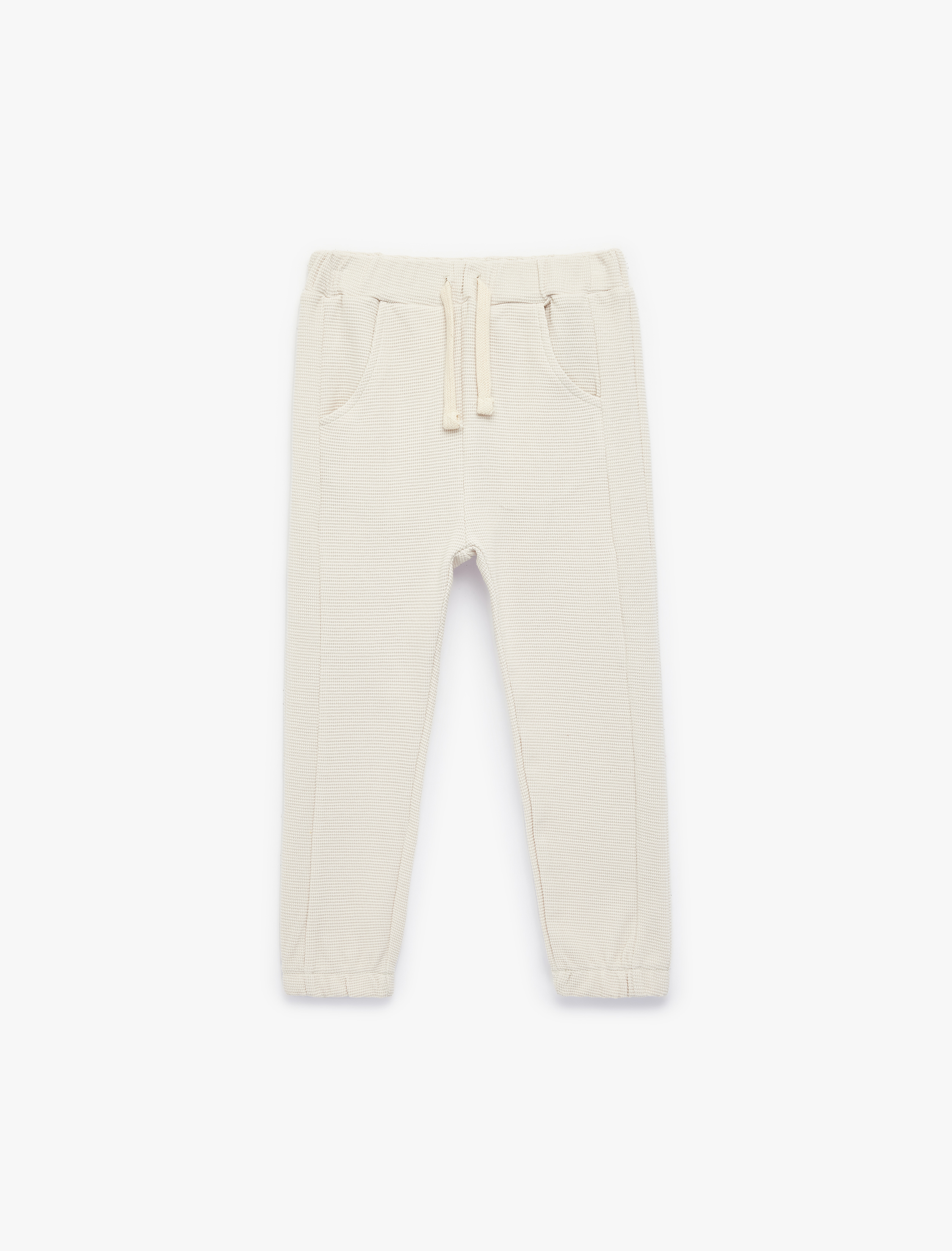  Erkek Bebek Waffle Kumaş Pamuklu Beli Bağlamalı Lastikli Paça Jogger Eşofman Altı