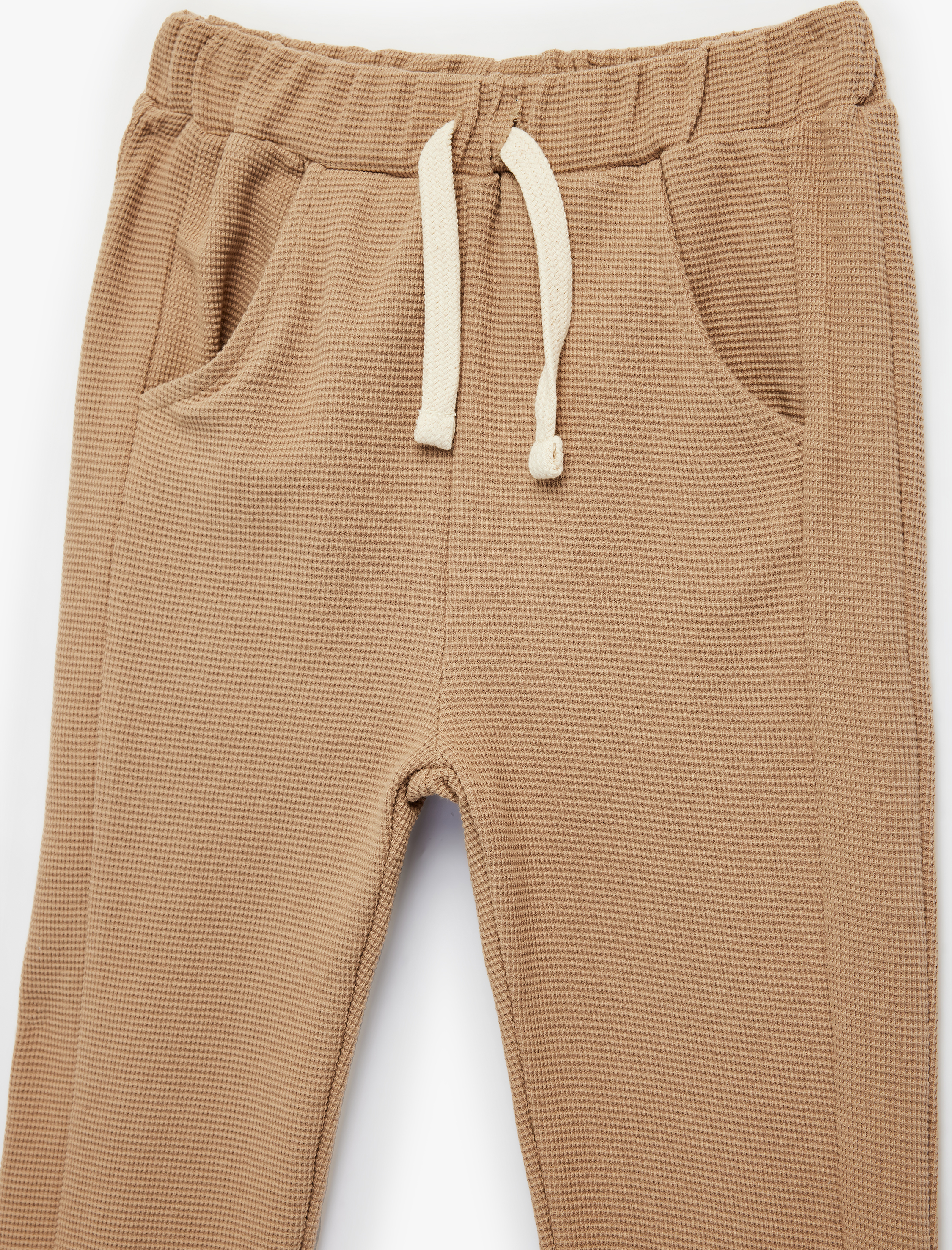  Erkek Bebek Waffle Kumaş Pamuklu Beli Bağlamalı Lastikli Paça Jogger Eşofman Altı