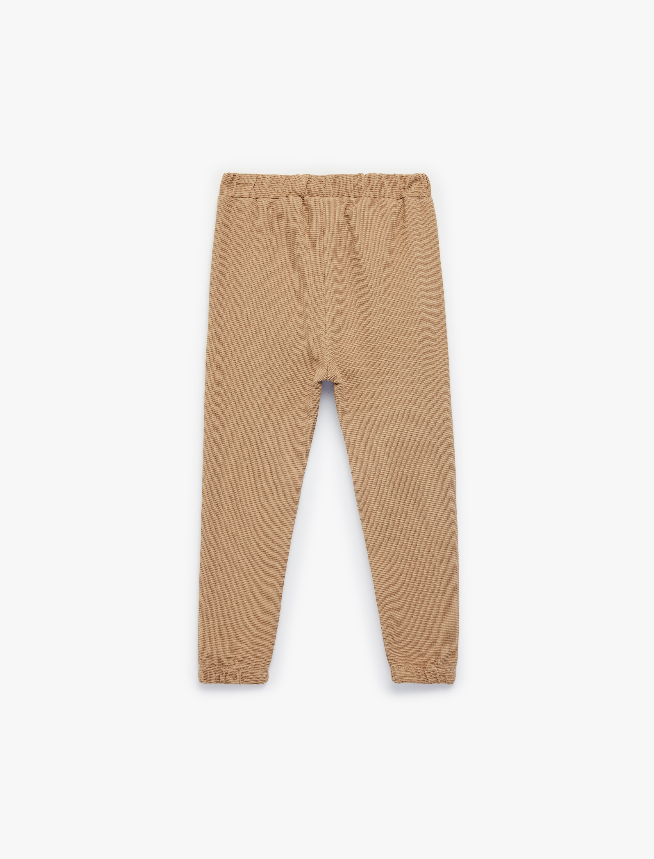  Erkek Bebek Waffle Kumaş Pamuklu Beli Bağlamalı Lastikli Paça Jogger Eşofman Altı
