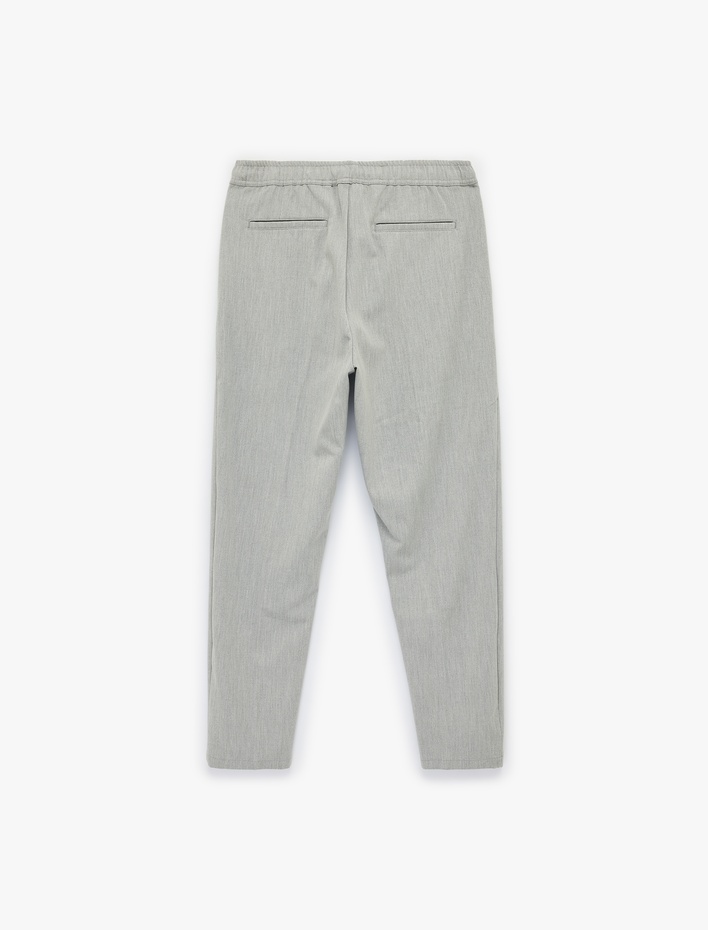  Regular Fit Cepli Beli Bağcıklı Kumaş Pantolon