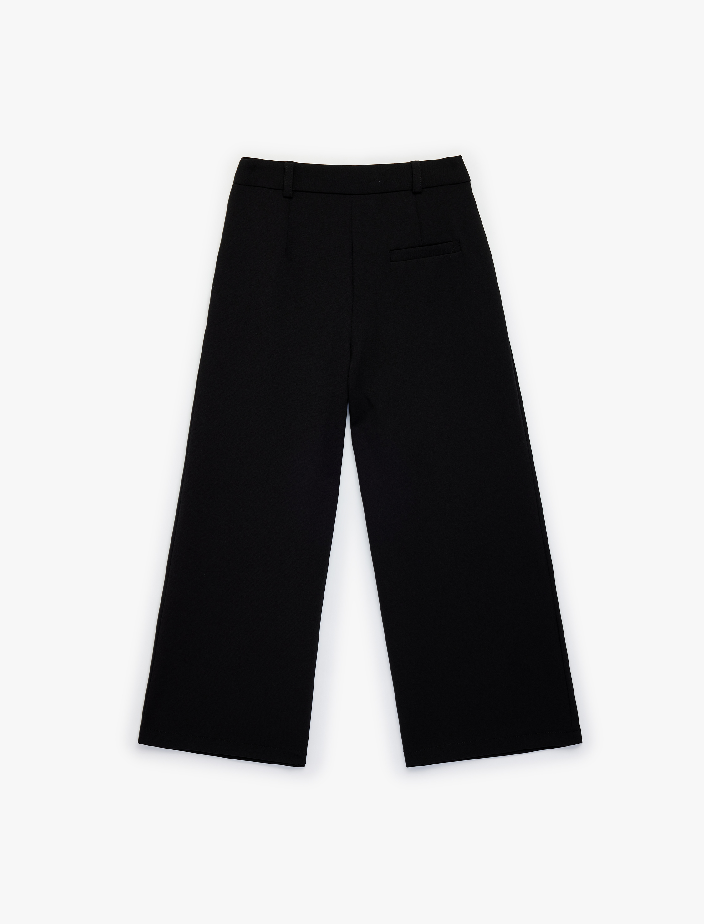  Kız Çocuk Beli Ayarlanabilir Lastikli Pile Detaylı Cepli Geniş Paça Kumaş Pantolon