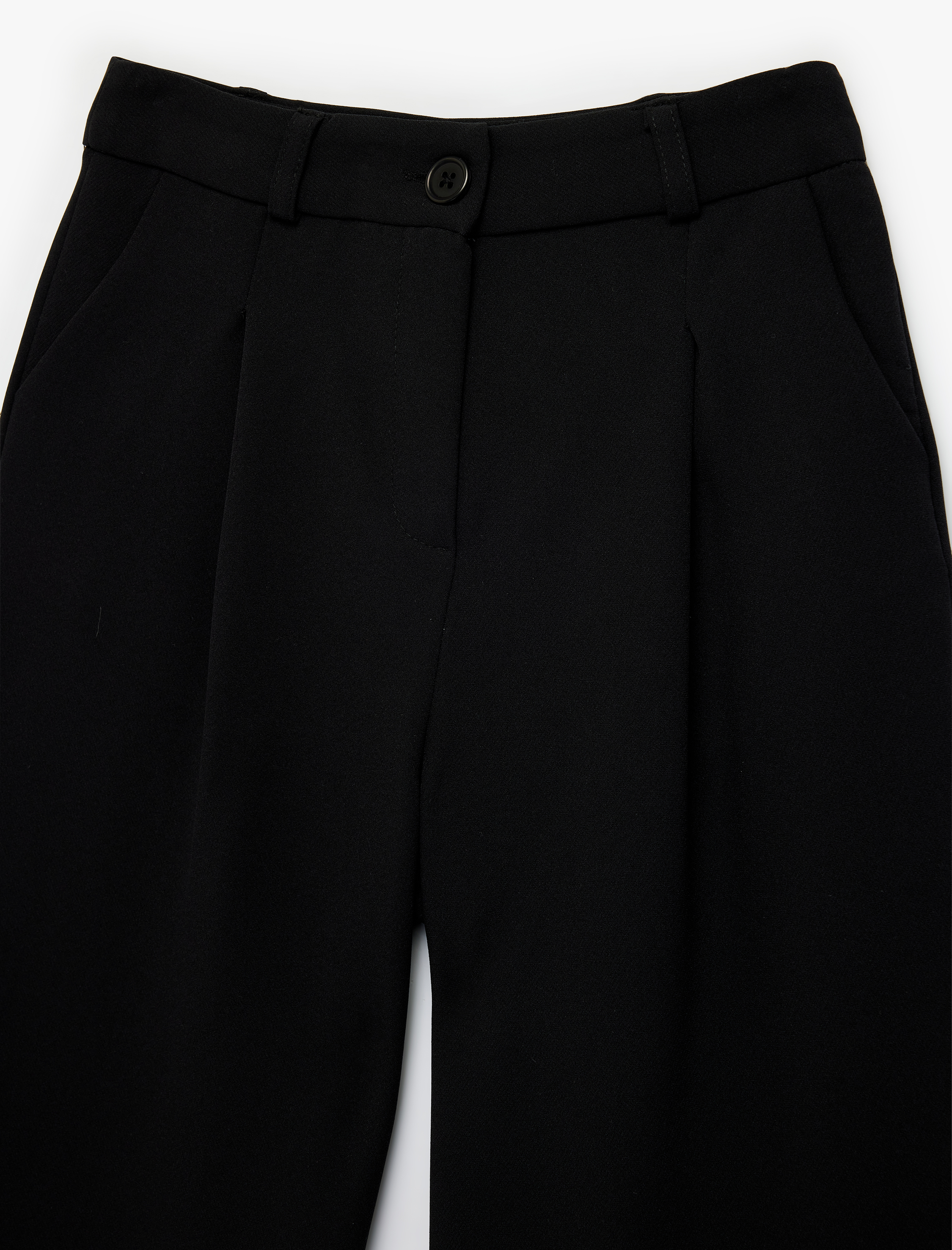  Kız Çocuk Beli Ayarlanabilir Lastikli Pile Detaylı Cepli Geniş Paça Kumaş Pantolon