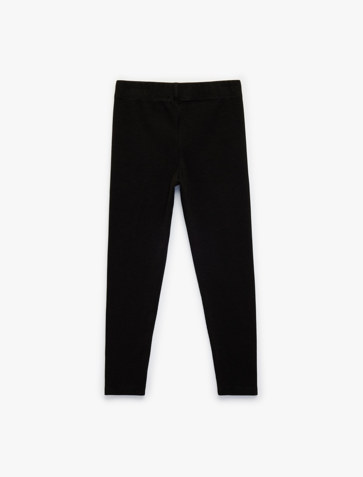 Kız Çocuk Pamuklu Dar Kalıp Fitilli Tayt