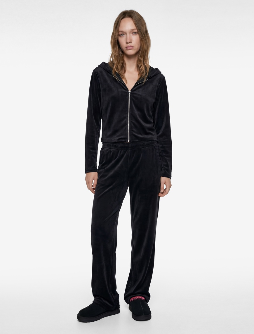 Koton Kadın Fermuarlı Uzun Kollu Rahat Kalıp Kapüşonlu Crop Pijama Üstü