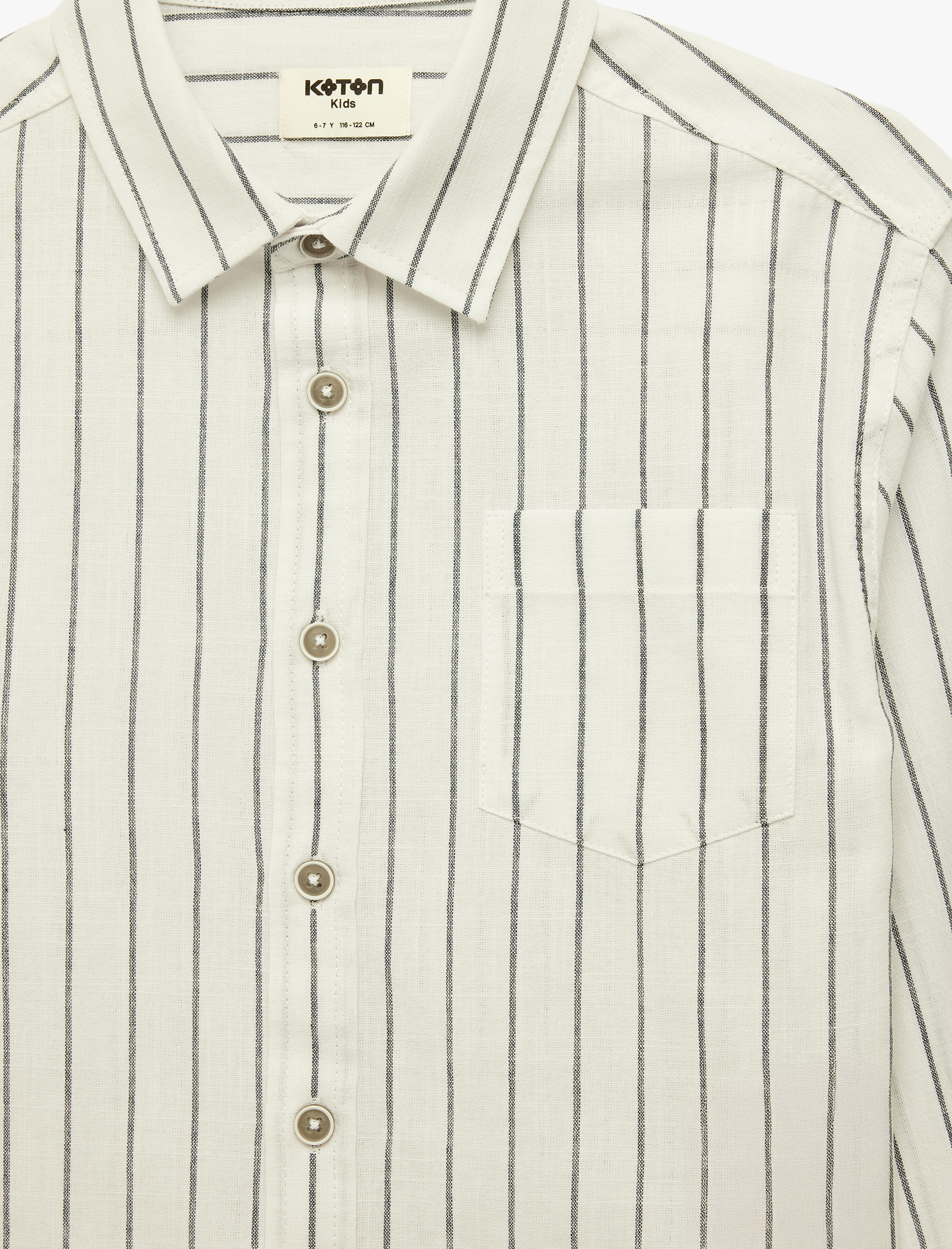  Erkek Çocuk Pamuklu Uzun Kollu Cep Detaylı Çizgili Gömlek