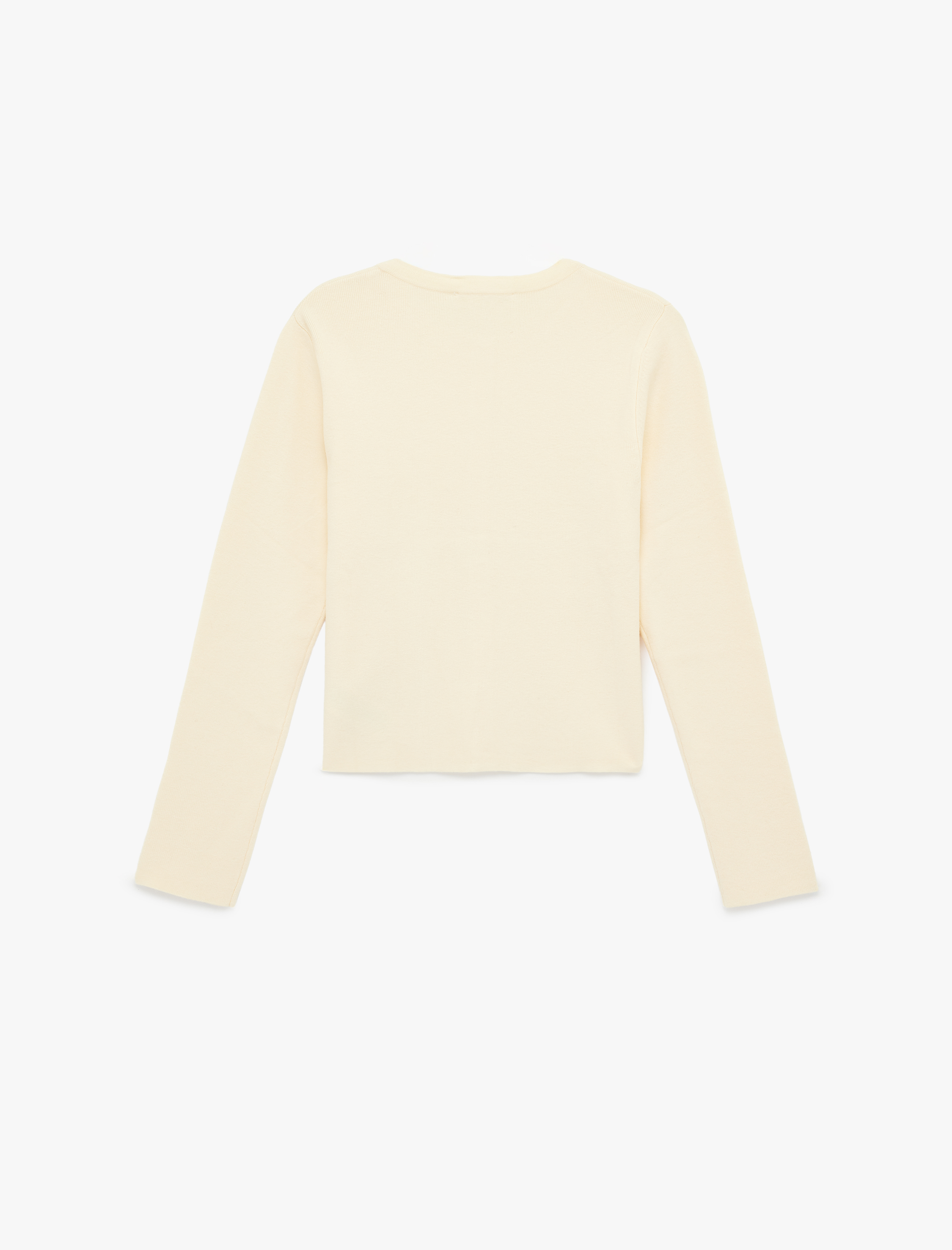   Uzun Kollu Düğmeli Bisiklet Yaka Triko Hırka