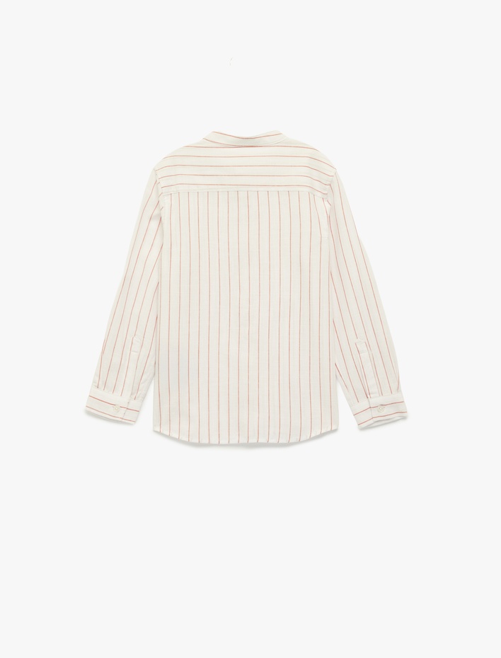 Erkek Çocuk Pamuklu Uzun Kollu Hakim Yaka Çizgili Gömlek