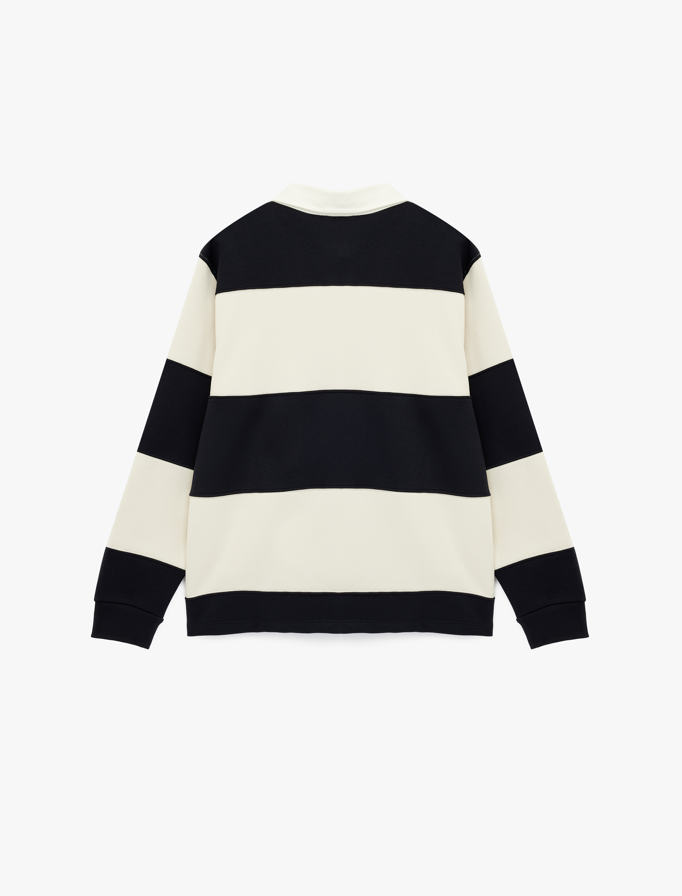   Regular Fit Renk Bloklu Şardonlu Uzun Kollu Polo Yaka Sweatshirt