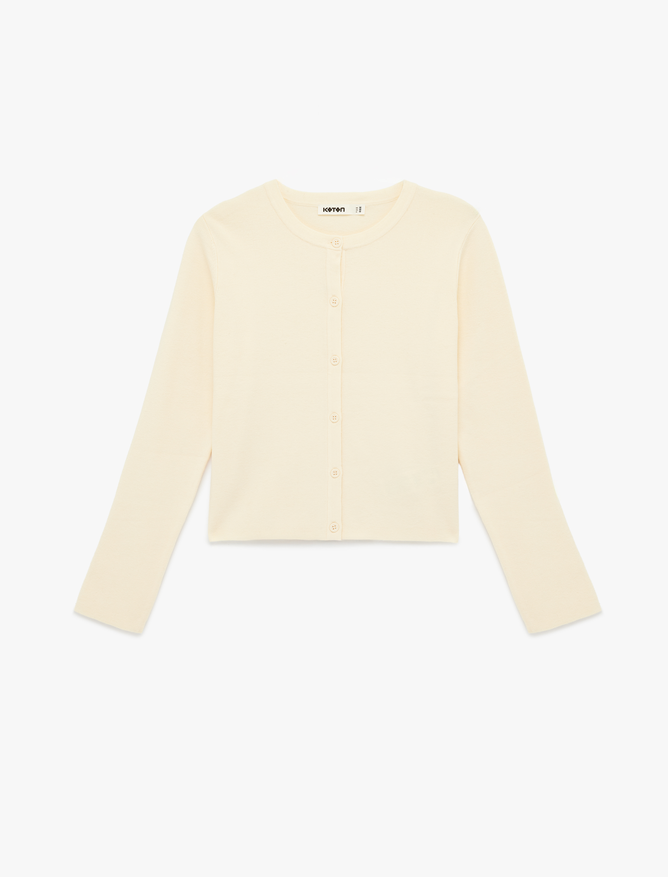   Uzun Kollu Düğmeli Bisiklet Yaka Triko Hırka