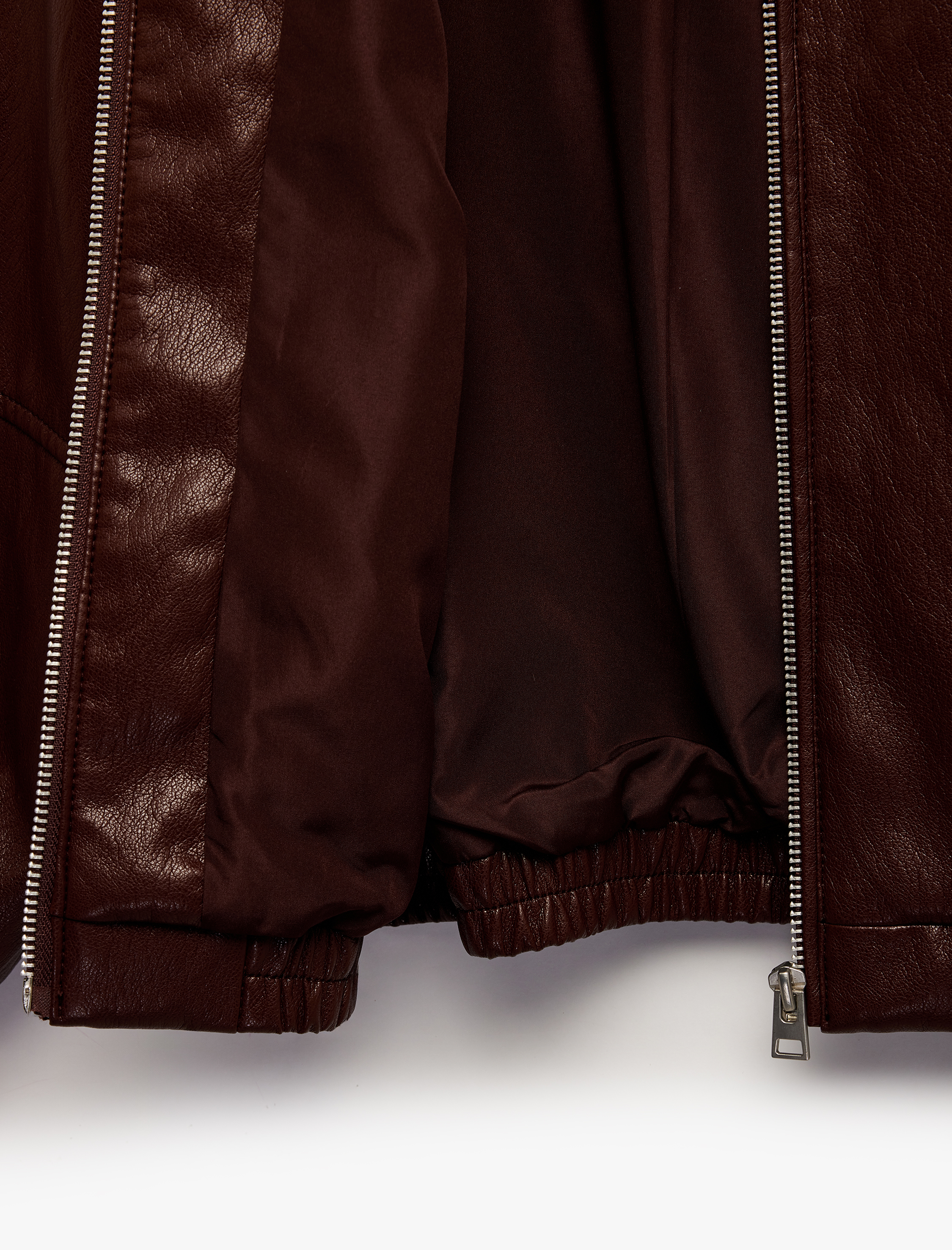  Kız Çocuk Uzun Kollu Gömlek Yaka Fermuarlı Suni Deri Ceket