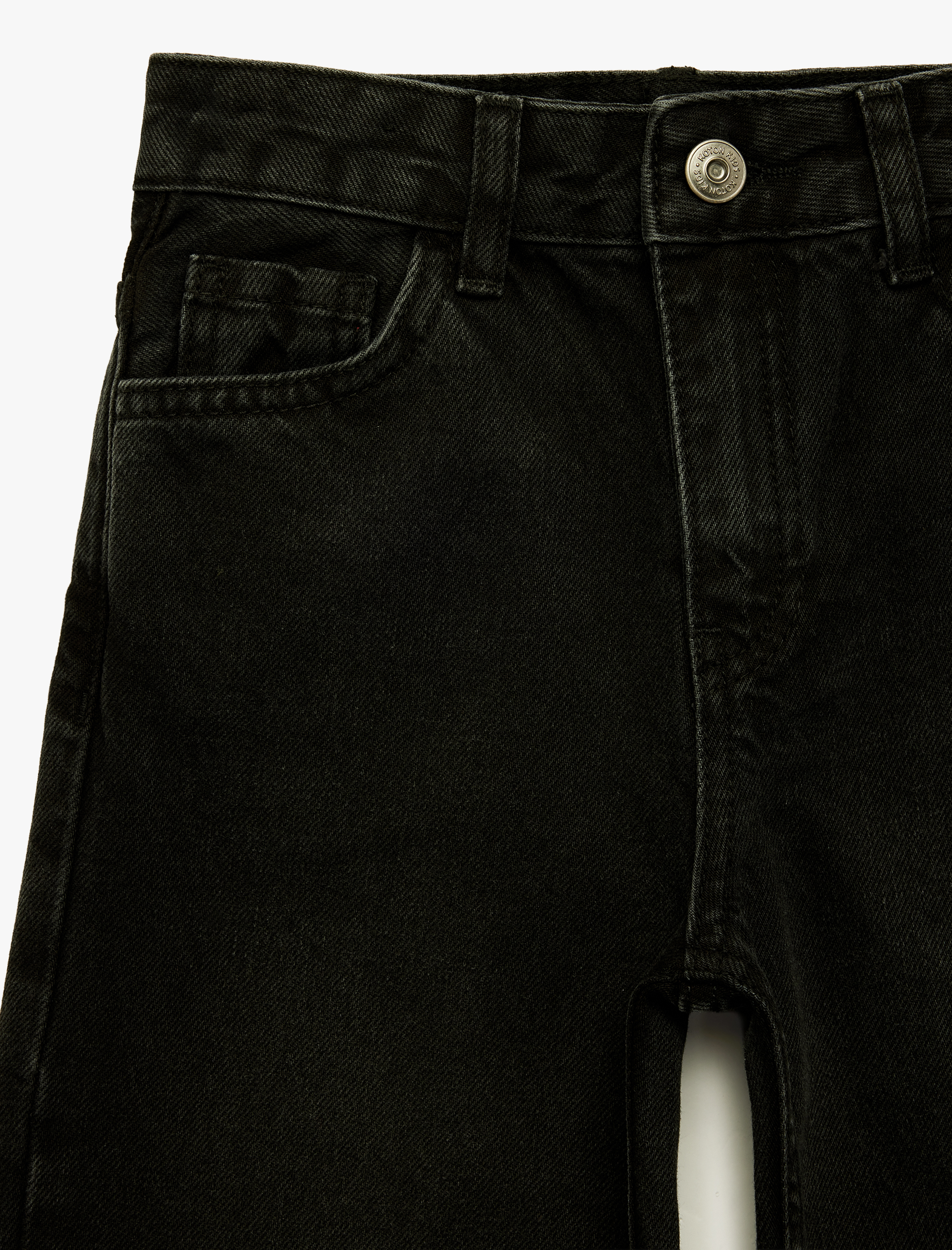  Kız Çocuk Pamuklu Cep Detaylı Geniş Paça Denim Pantolon