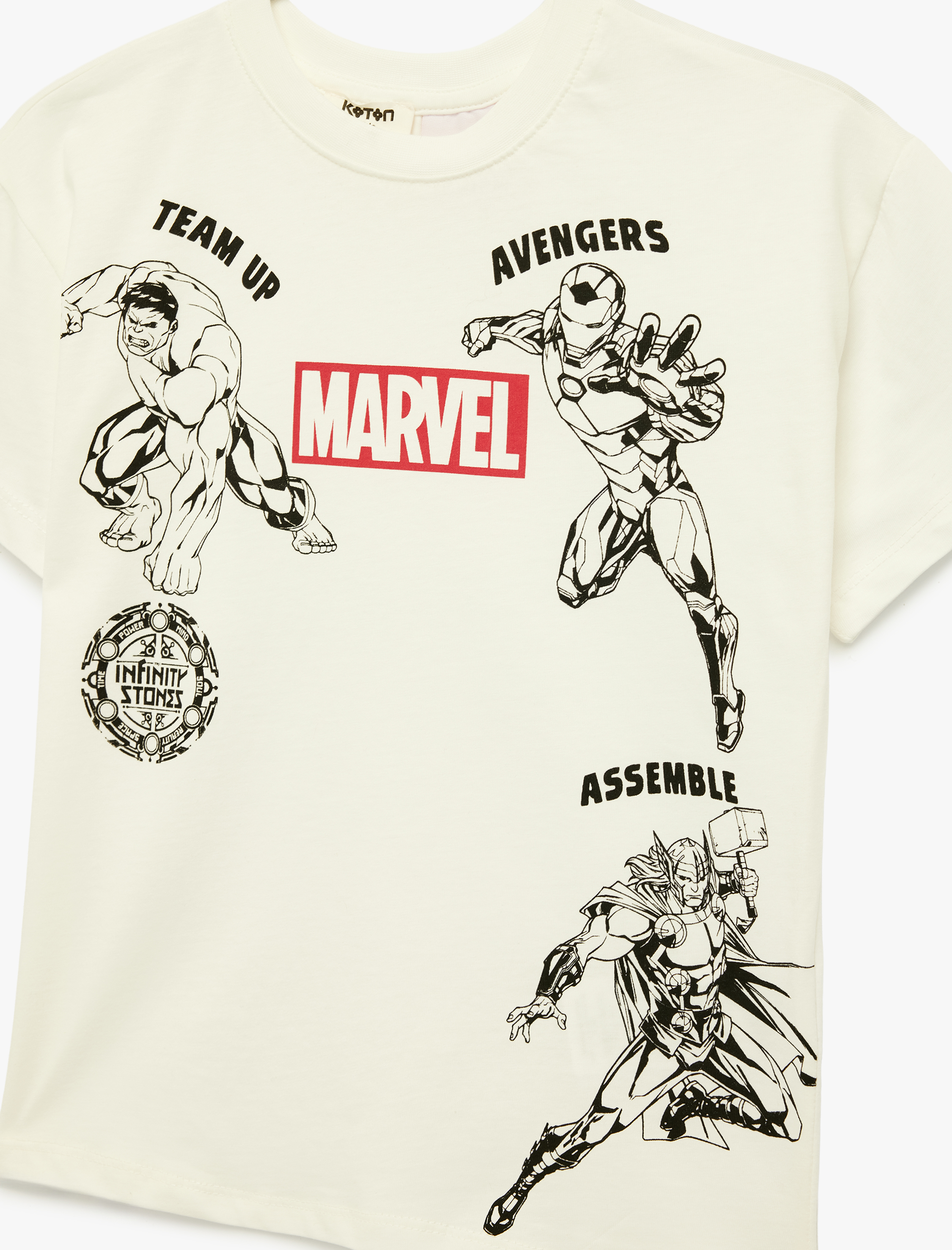  Erkek Çocuk Lisanslı Marvel Baskılı Kısa Kollu Bisiklet Yaka Pamuklu Oversize Tişört