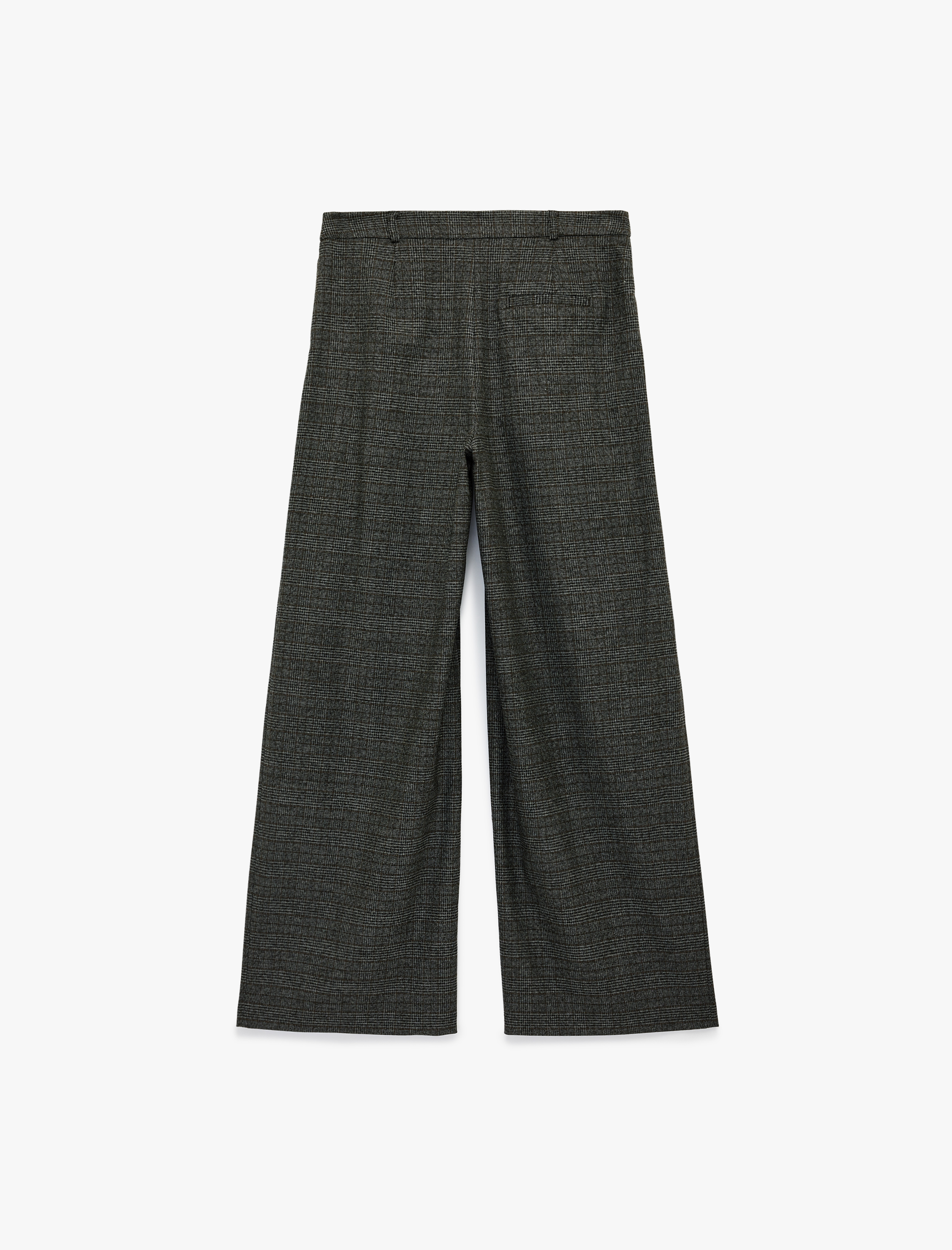   Cepli Geniş Paça Pileli Ekose Palazzo Pantolon