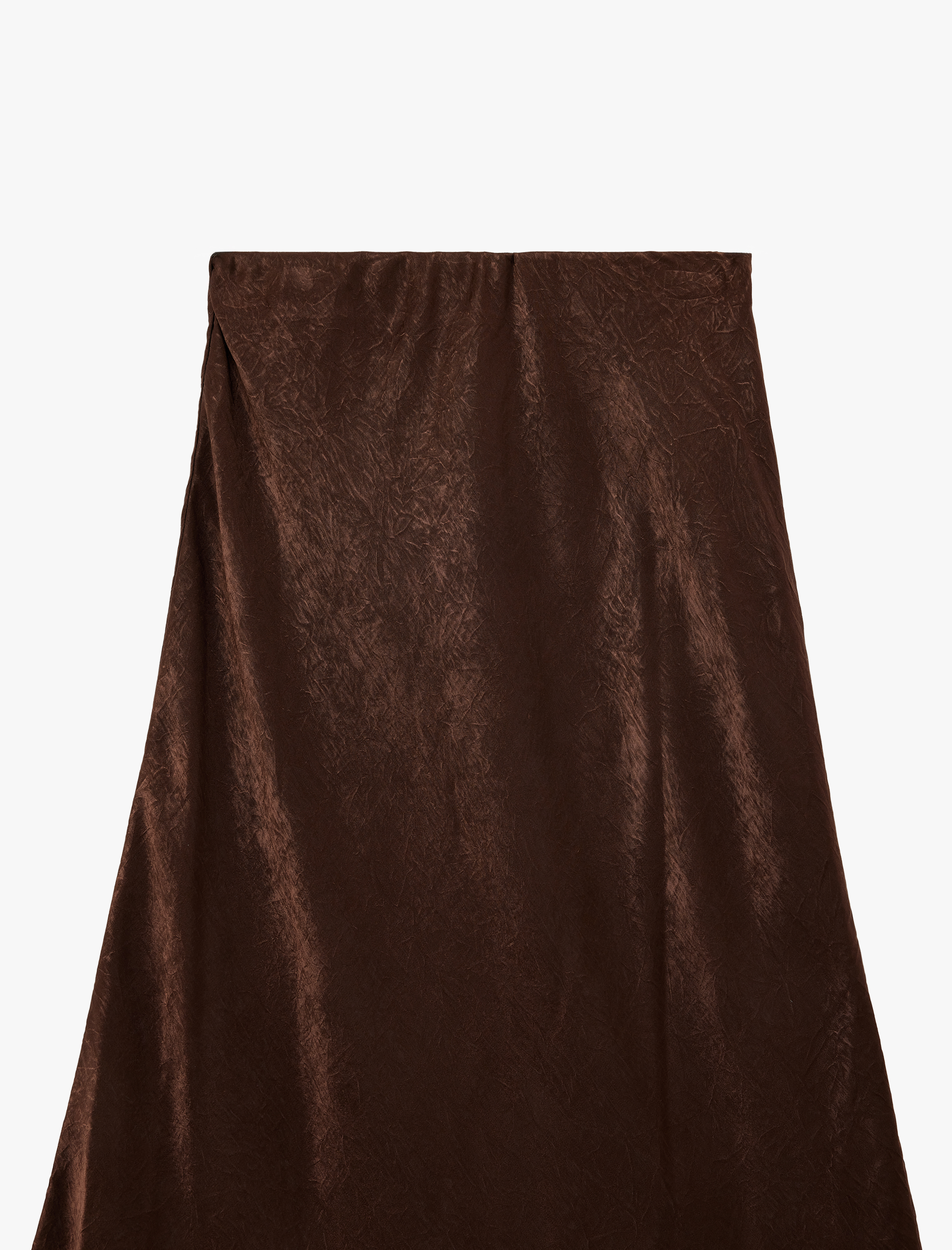   Slim Fit Dantel Detaylı Dokulu Saten Görünümlü Midi Etek