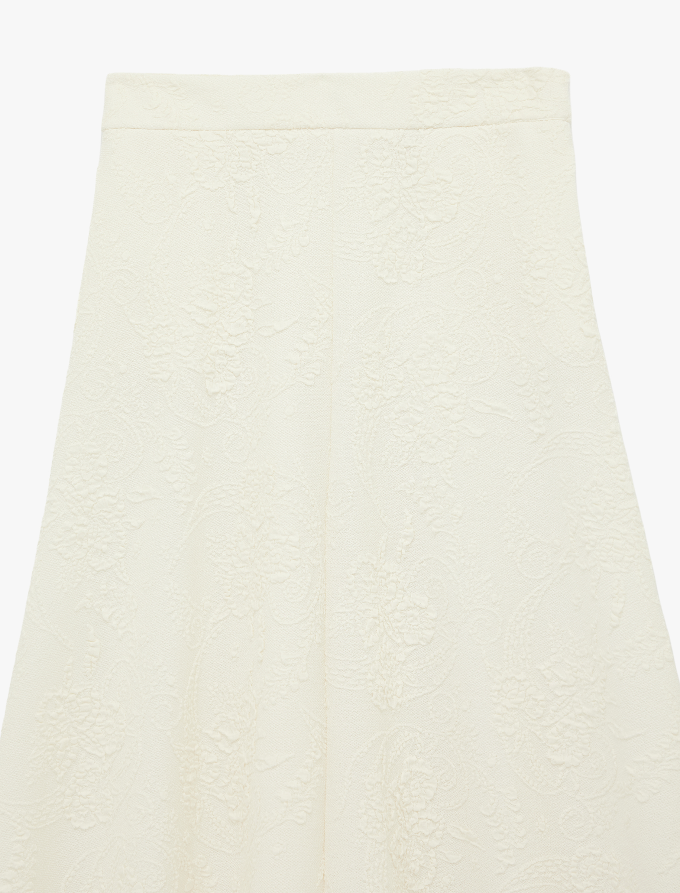   Rahat Kalıp Midi Floral Dokulu Etek