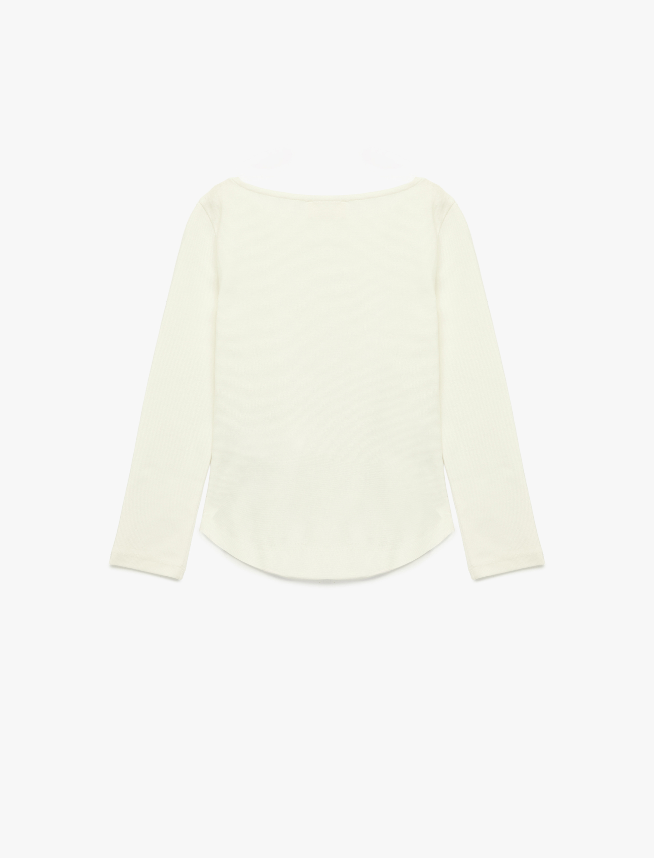  Kız Çocuk Pamuklu Kayık Yaka Büzgülü Uzun Kollu Tişört