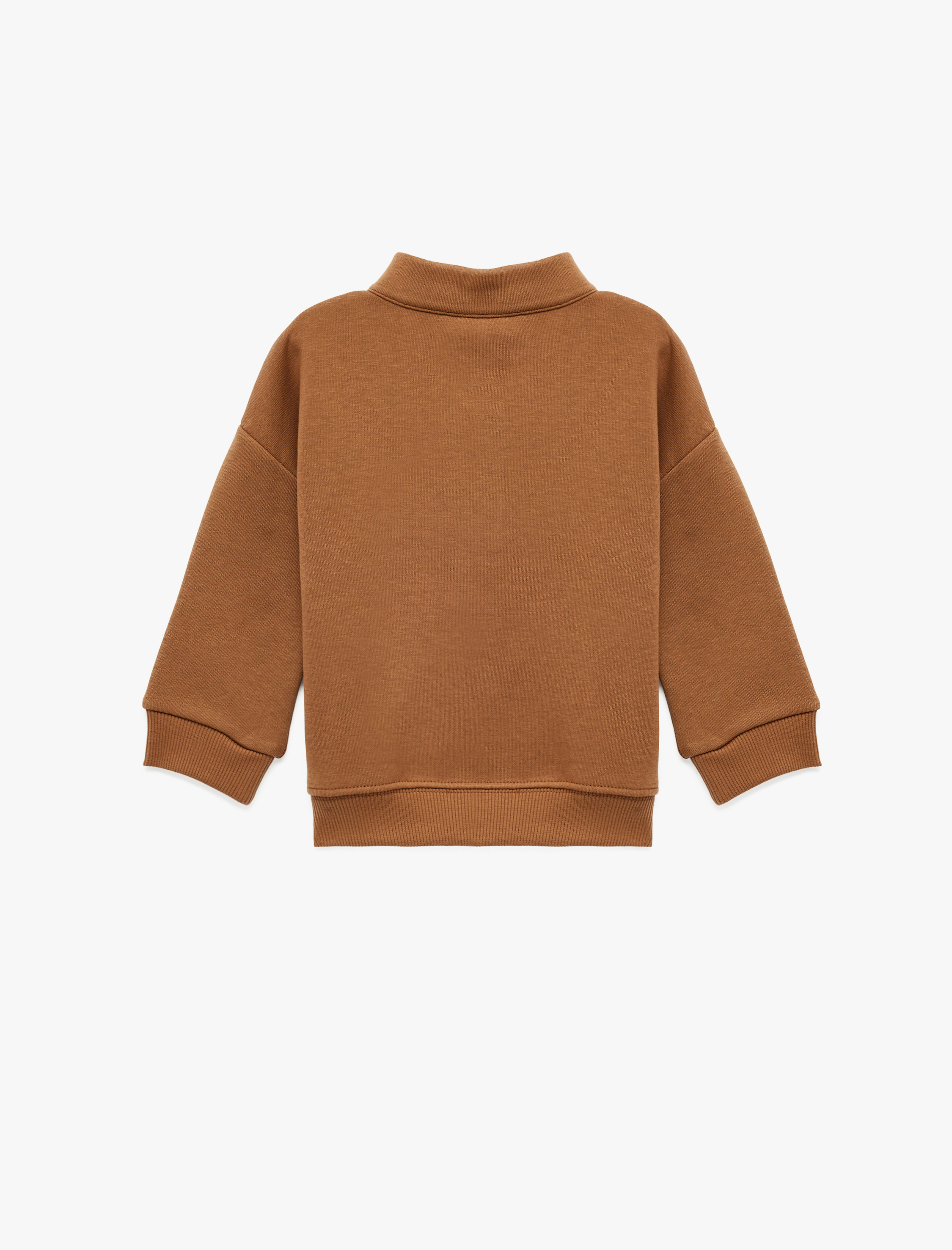  Erkek Bebek Pamuklu Uzun Kollu Yarım Fermuarlı Dik Yaka Sweatshirt