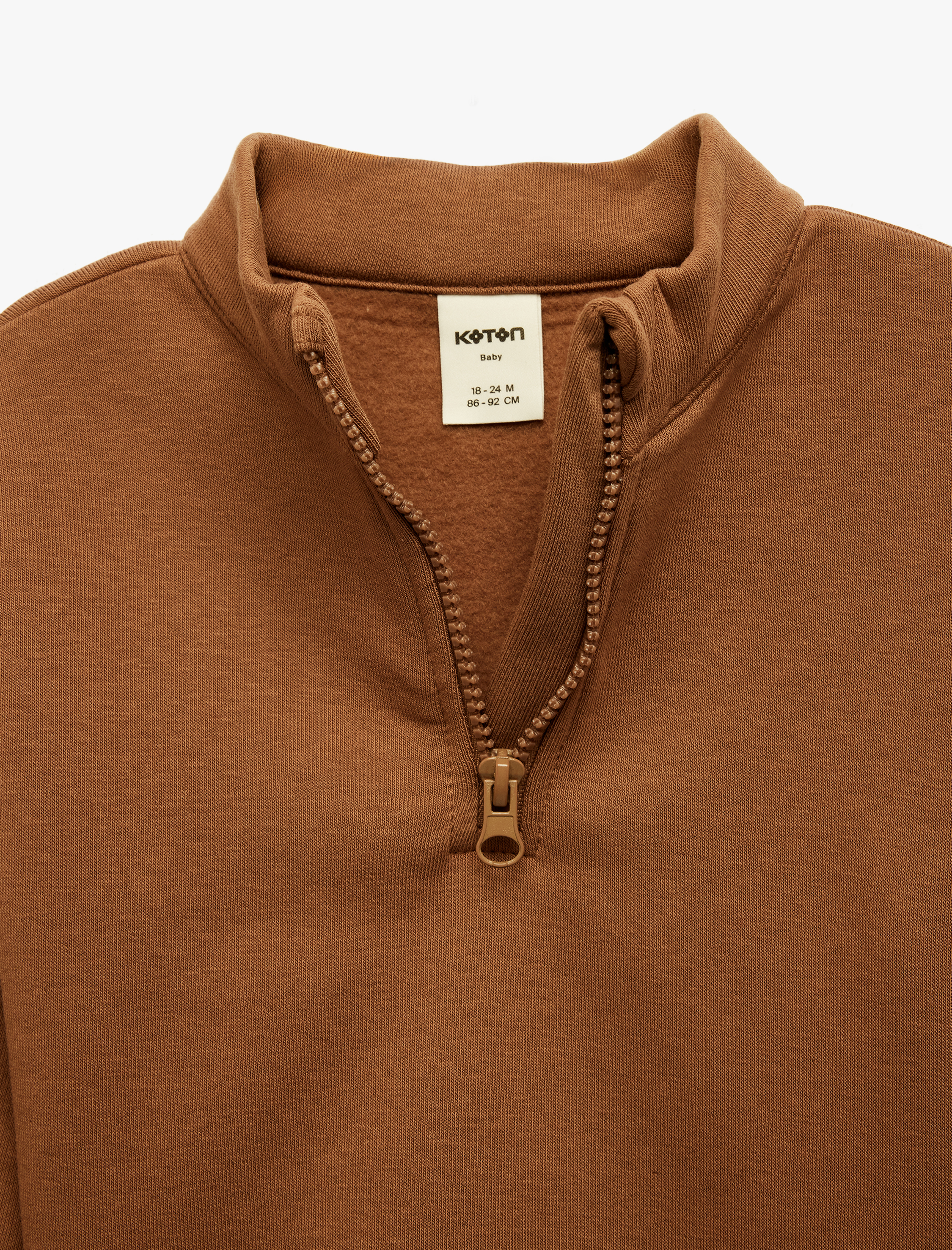  Erkek Bebek Pamuklu Uzun Kollu Yarım Fermuarlı Dik Yaka Sweatshirt