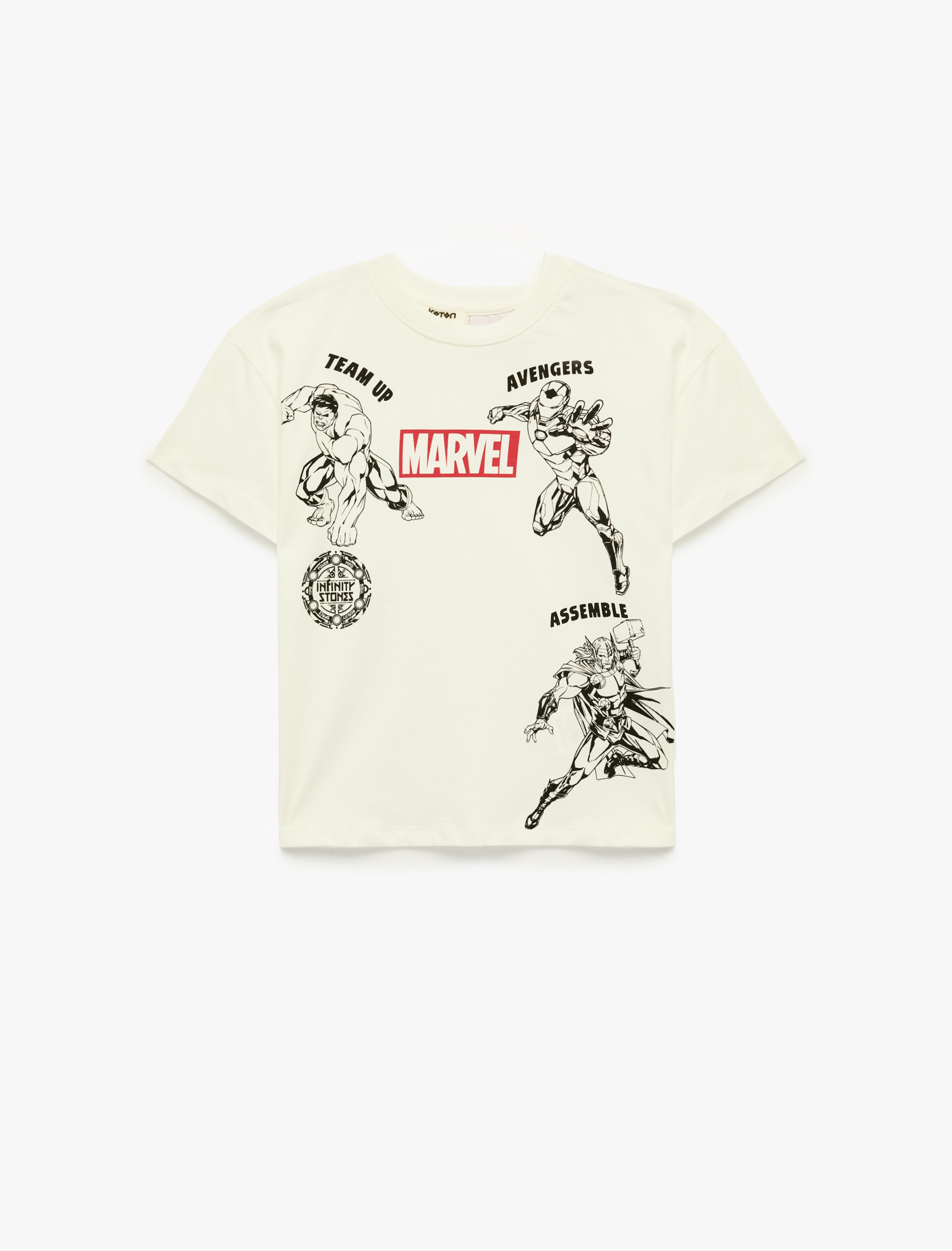  Erkek Çocuk Lisanslı Marvel Baskılı Kısa Kollu Bisiklet Yaka Pamuklu Oversize Tişört