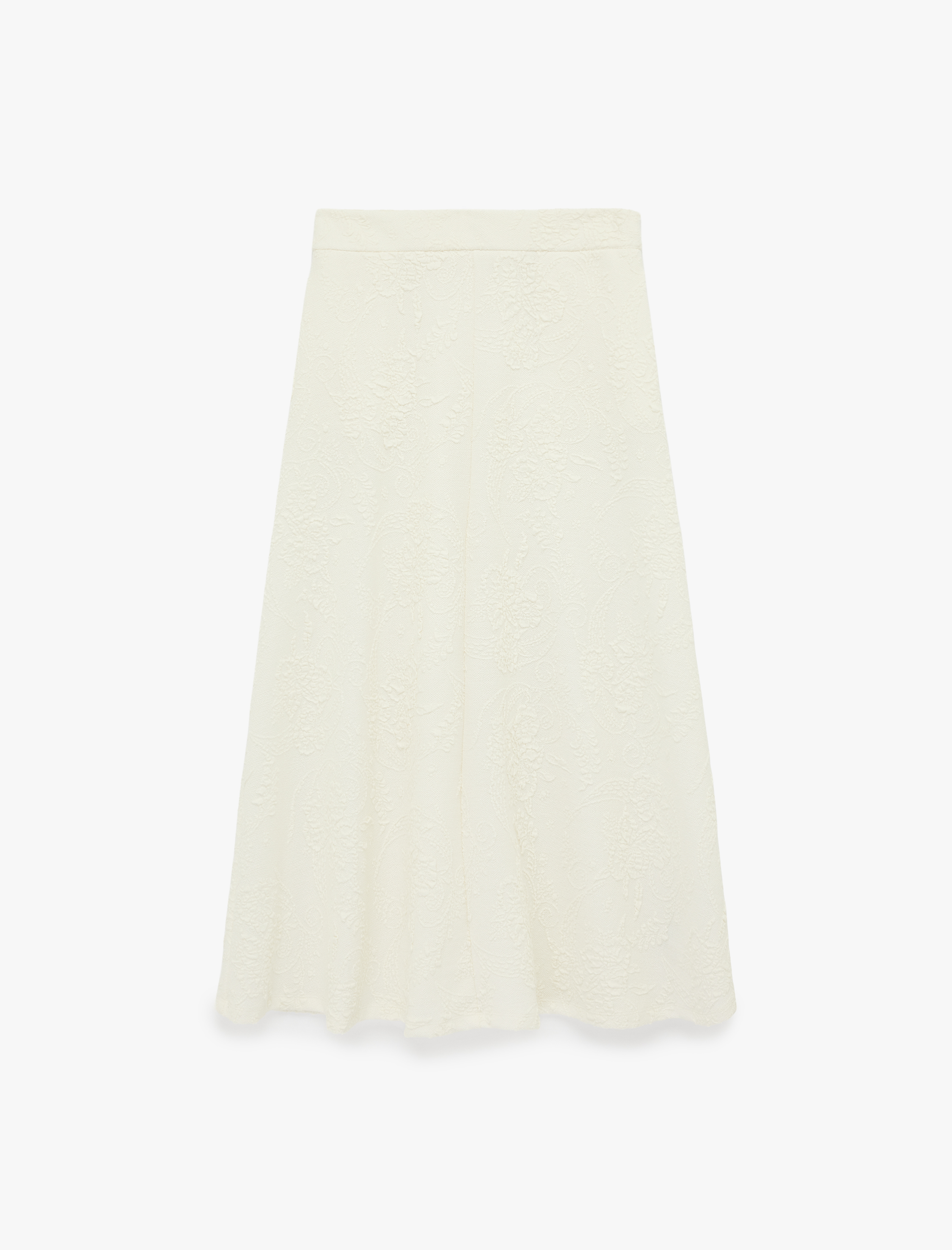   Rahat Kalıp Midi Floral Dokulu Etek