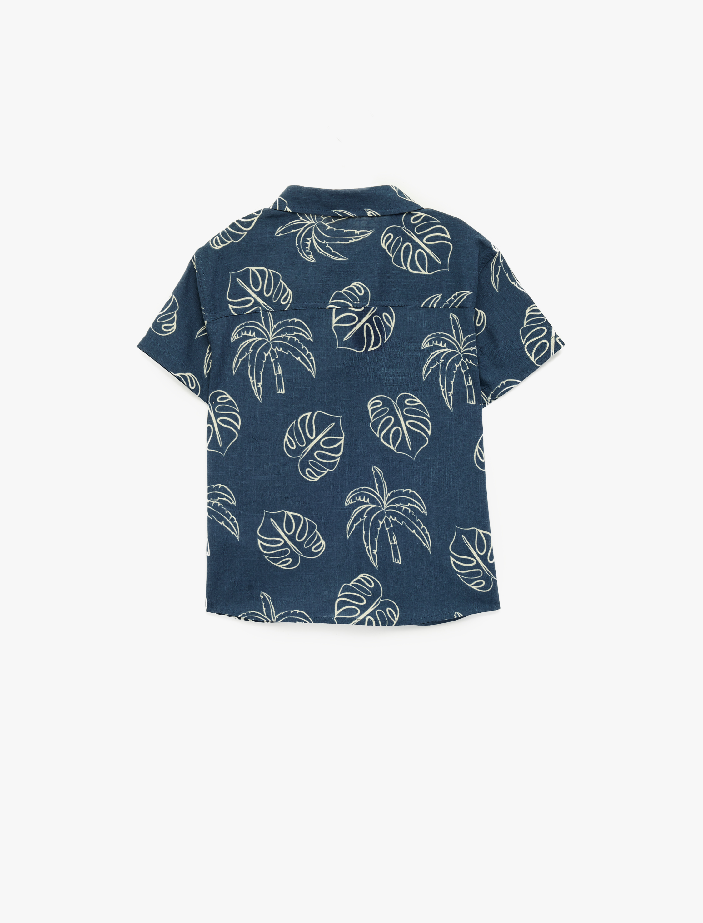  Erkek Bebek Pamuklu Kısa Kollu Gömlek Yaka Desenli Gömlek