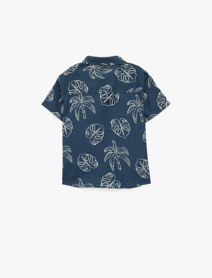 Erkek Bebek Pamuklu Kısa Kollu Gömlek Yaka Desenli Gömlek