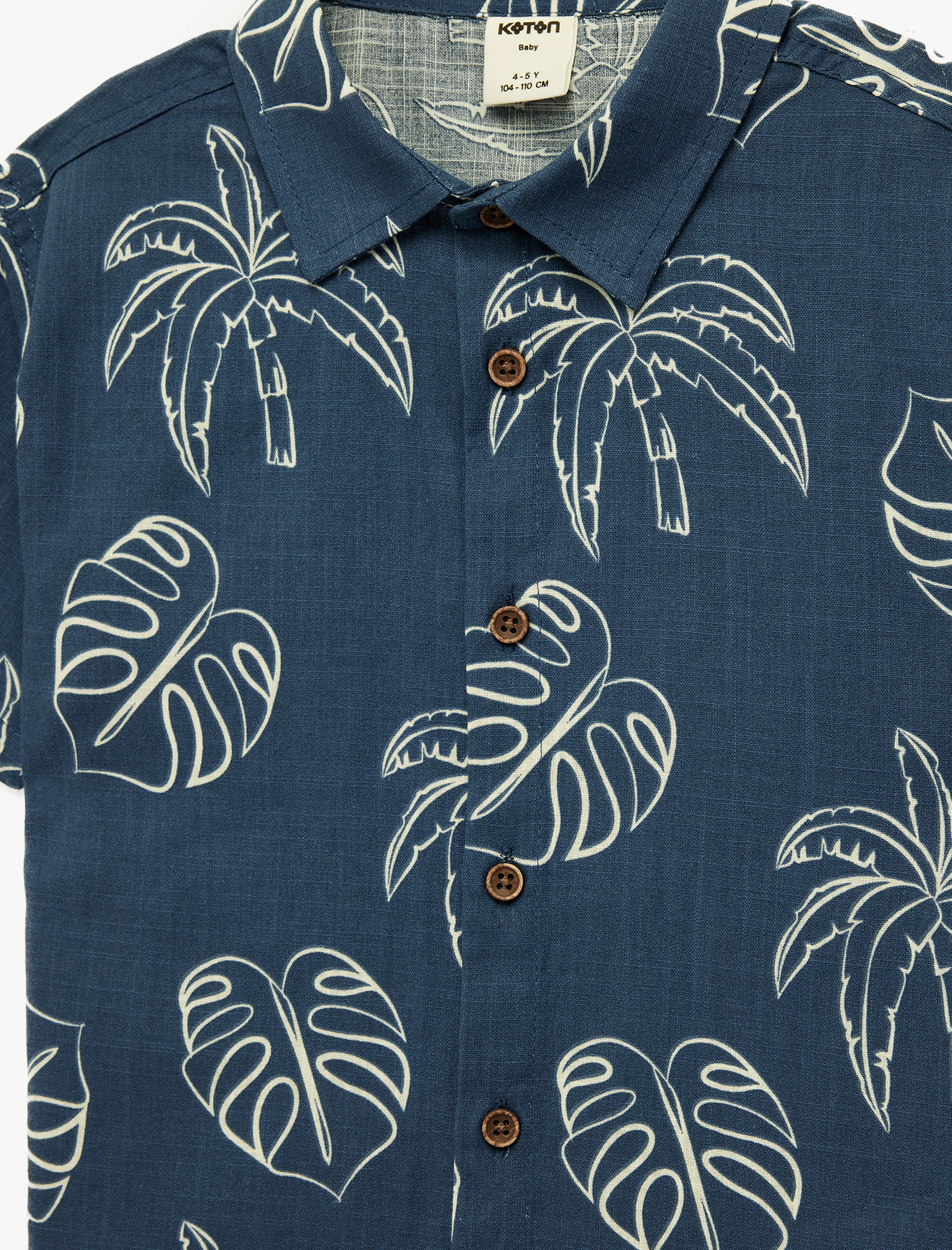  Erkek Bebek Pamuklu Kısa Kollu Gömlek Yaka Desenli Gömlek