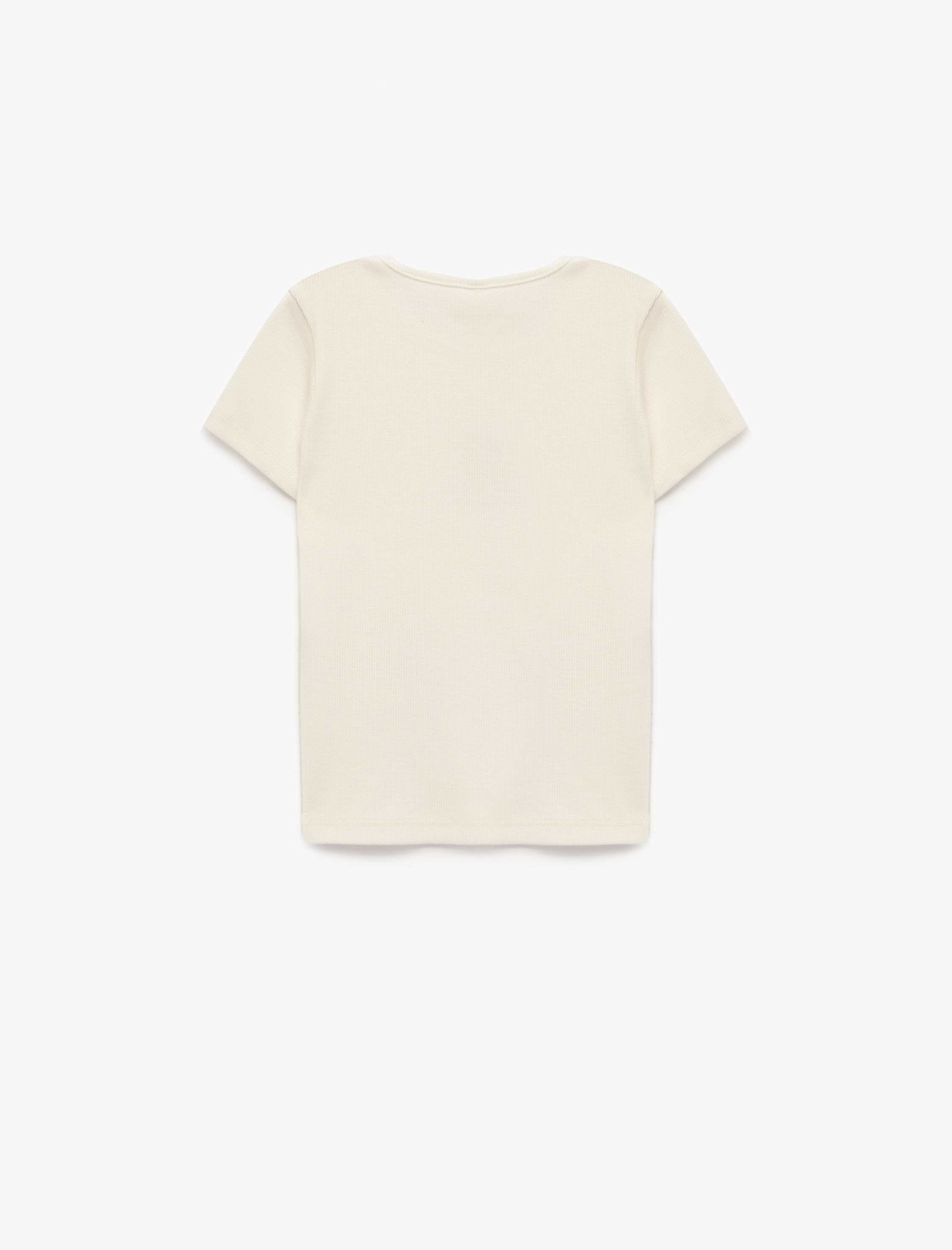  Kız Bebek Kısa Kollu Bisiklet Yaka Kiraz Nakışlı Pamuklu Tişört