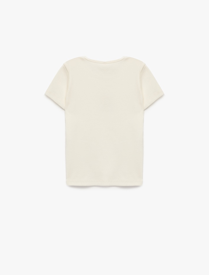 Kız Bebek Kısa Kollu Bisiklet Yaka Kiraz Nakışlı Pamuklu Tişört