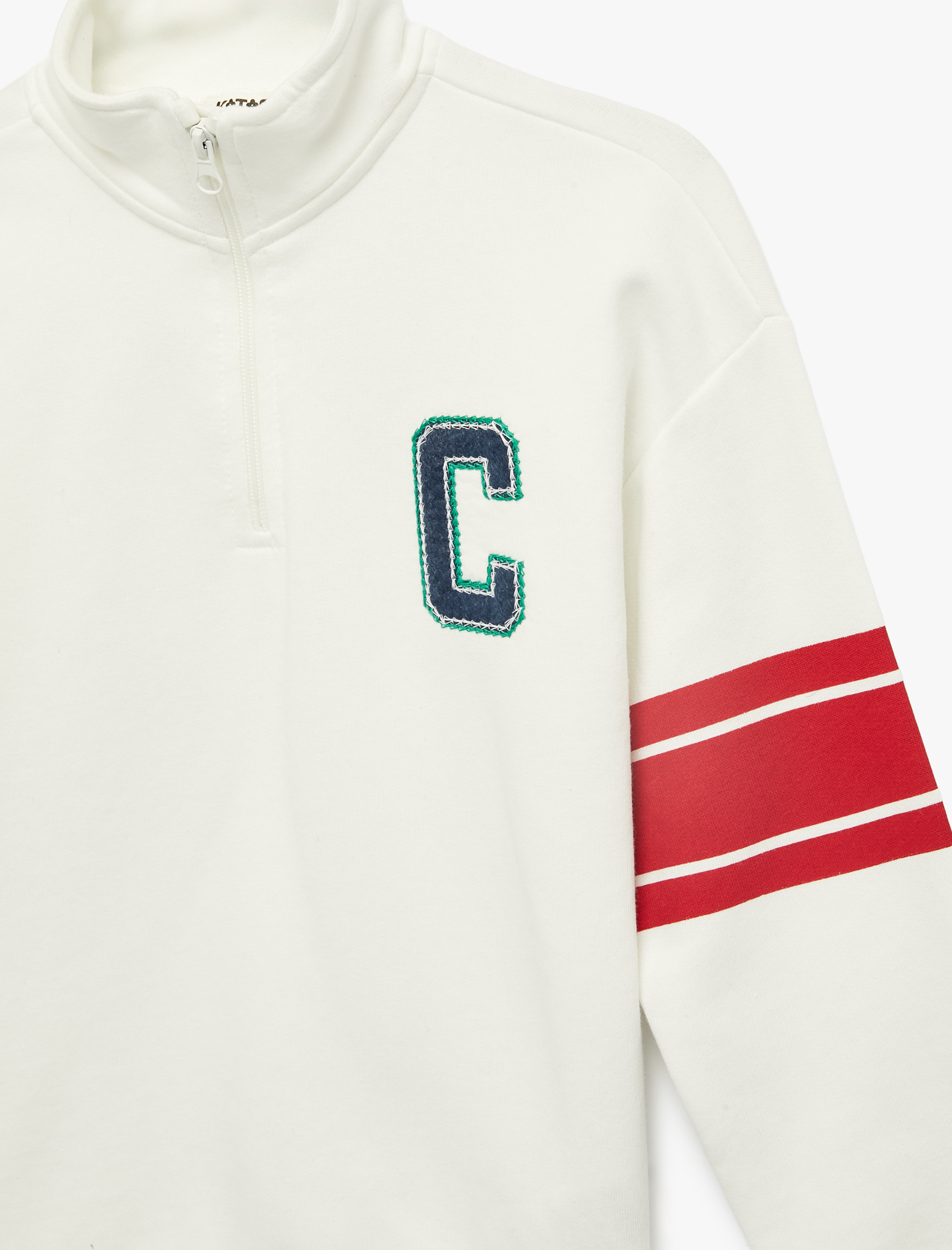  Erkek Çocuk Aplike Detaylı Uzun Kollu Dik Yaka Oversize Sweatshirt